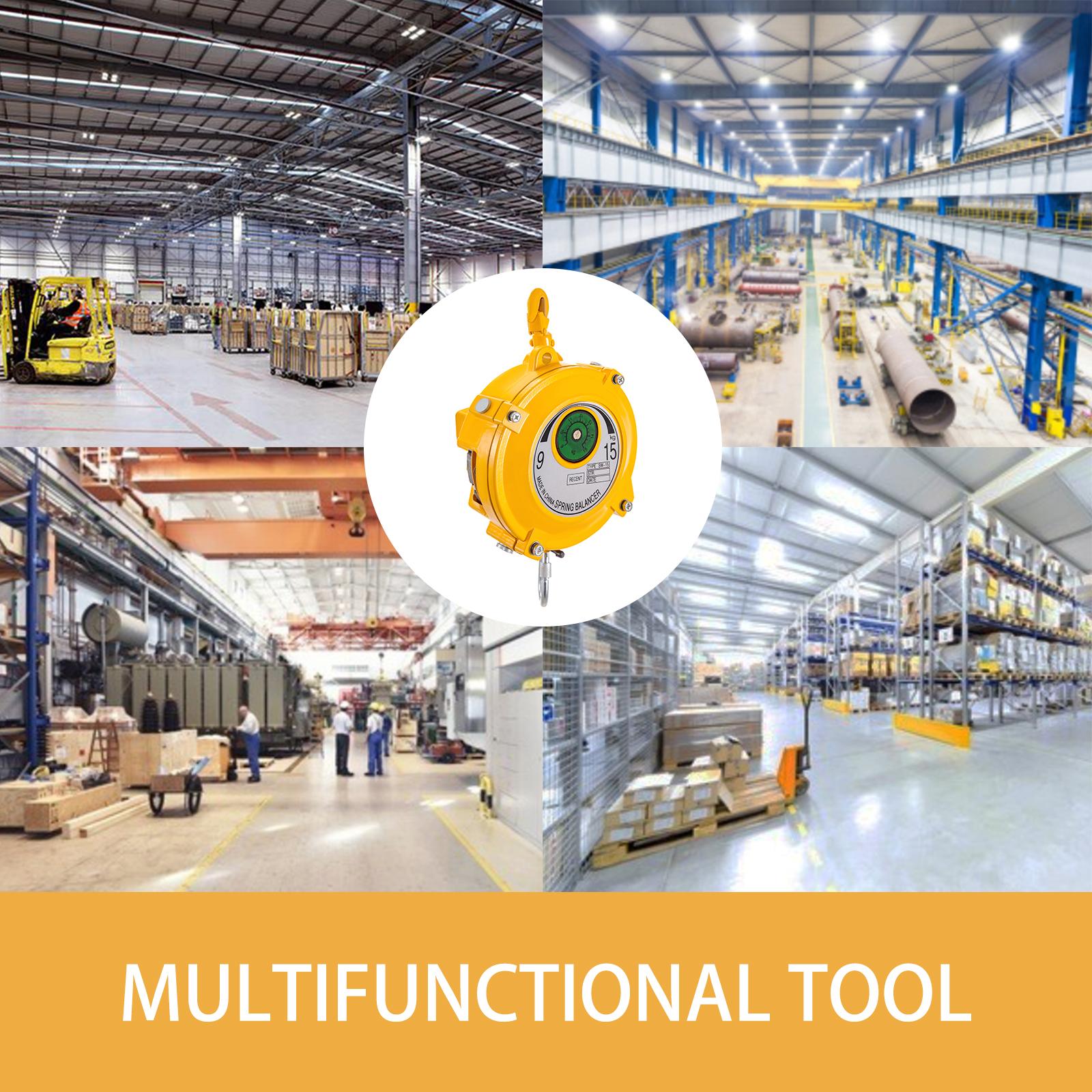 VEVOR Spring Balancer 20-33lbs(9-15kg) Retractable Tool Holder 1.5m Length Tool Balancer with Hook and Wire Rope Adjustable Balancer Retractor Hanging Holding Equipment in Yellow VEVOR Spring Balancer 20-33lbs(9-15kg) Retractable Tool Holder 1.5m Length Tool Balancer with Hook and Wire Rope Adjustable Balancer Retractor Hanging Holding Equipment in Yellow