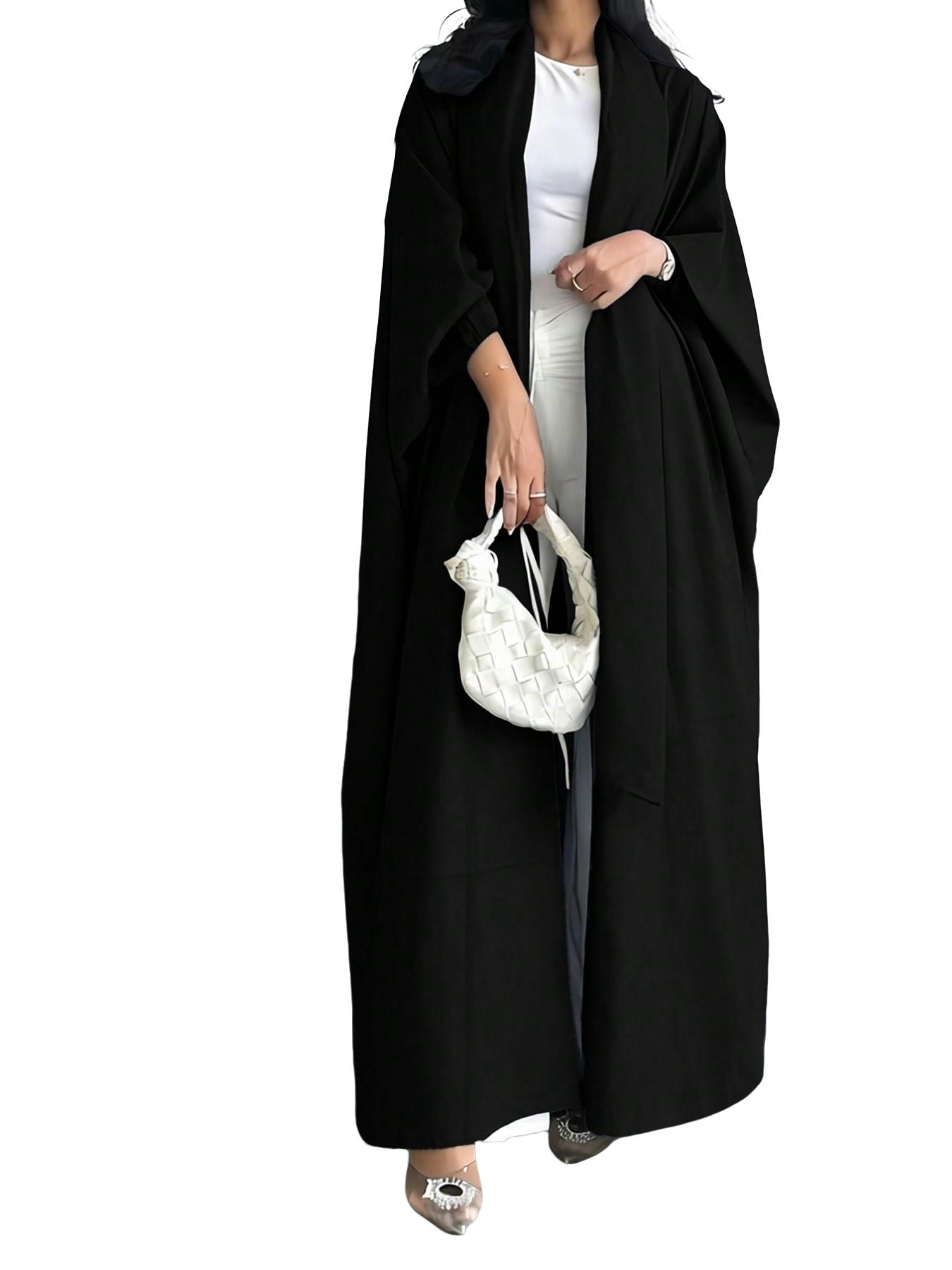 Modest Loose Abaya, 7 Colors Available, Plain Open Front Coat for Daily Commute, No Scarf Included, Women's Casual Fashion Abaya