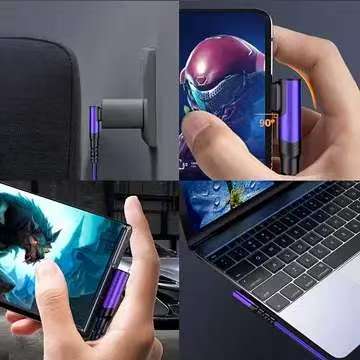 Fast Charging Type-C Data Cable, Right Angle USB to USB-C Design, Compatible with Samsung Huawei Xiaomi Redmi Oppo Oneplus Cellphone Smartphones