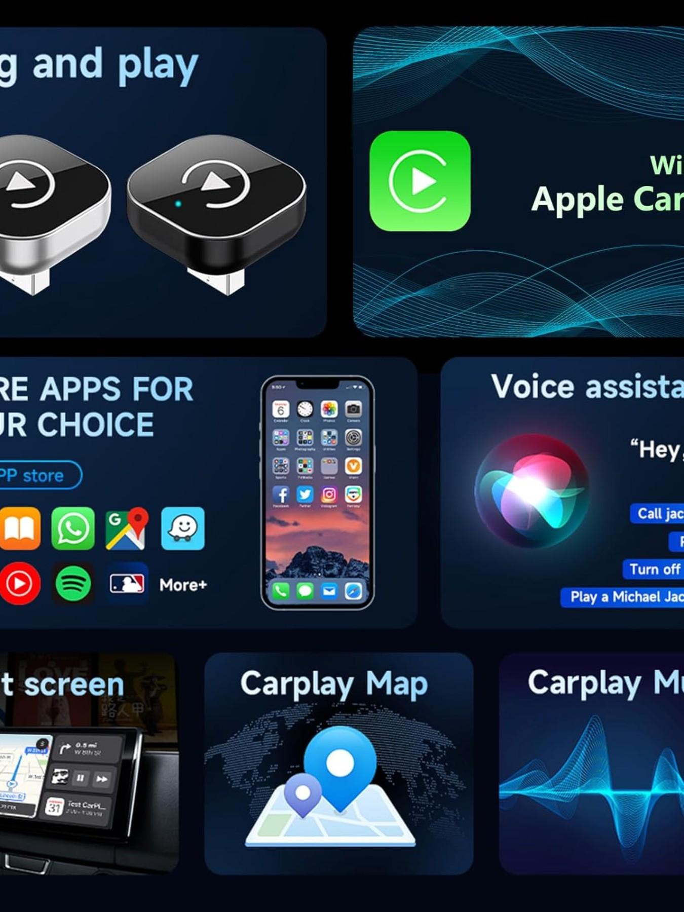 Universal Wireless Carplay and Android Auto Mini Adapter, Plug-And-Play USB Encryption Dog, Compatible with Volkswagen, Toyota, Ford, Mercedes-Benz, Nissan, Honda, Bmw