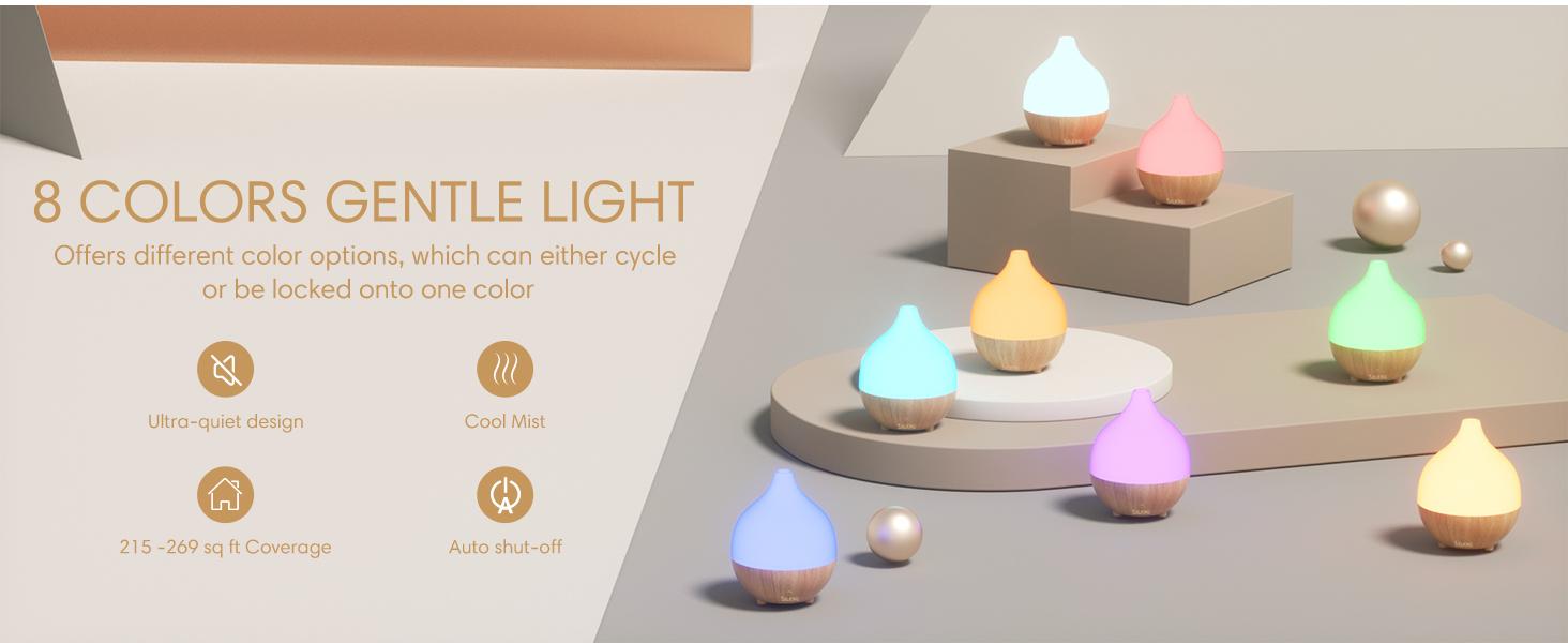 Essential Oil Diffuser, 100ml Small Aromatherapy Diffuser with Auto Shut-Off Function, Ultrasonic Diffusers for Essential Oils, Cool Mist Humidifier with Warm White Lights, for Office Home