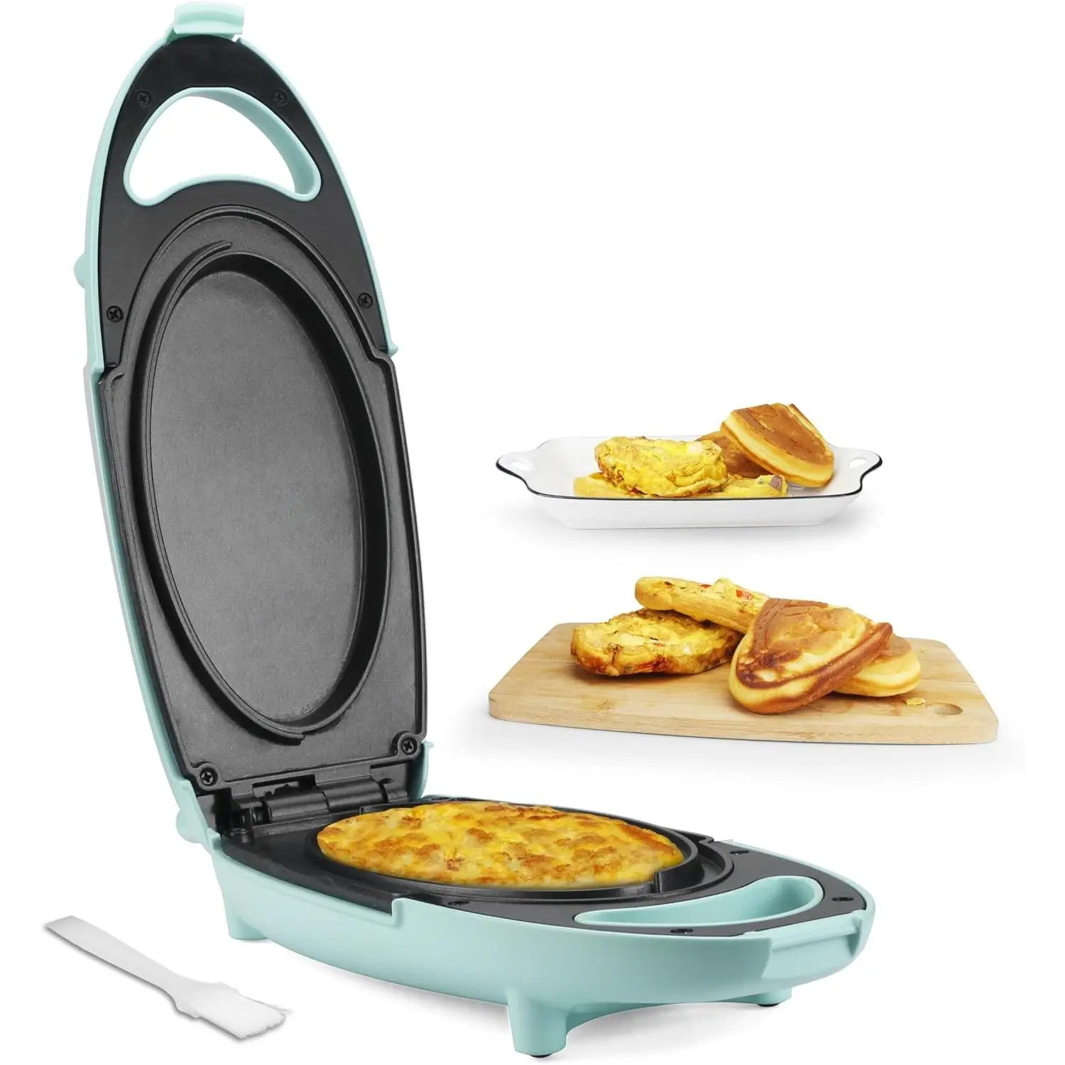 Omelette Maker Electric, Omelette Pan Nonstick, Frittata Pan & Egg Pan, Double Sided Pan for Breakfast, Individual Flip Omelette Makers Electric, Aqua