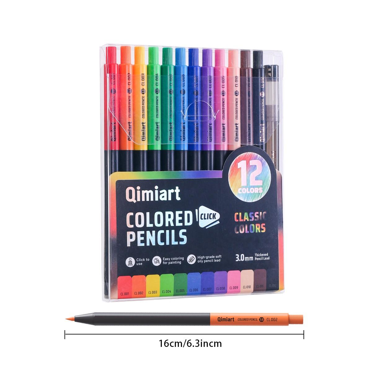 12 Color/96 Erasable Clicker Colored Pencils Set, Long-Lasting Writing, No Sharpening Needed, Student Drawing Art Supplies