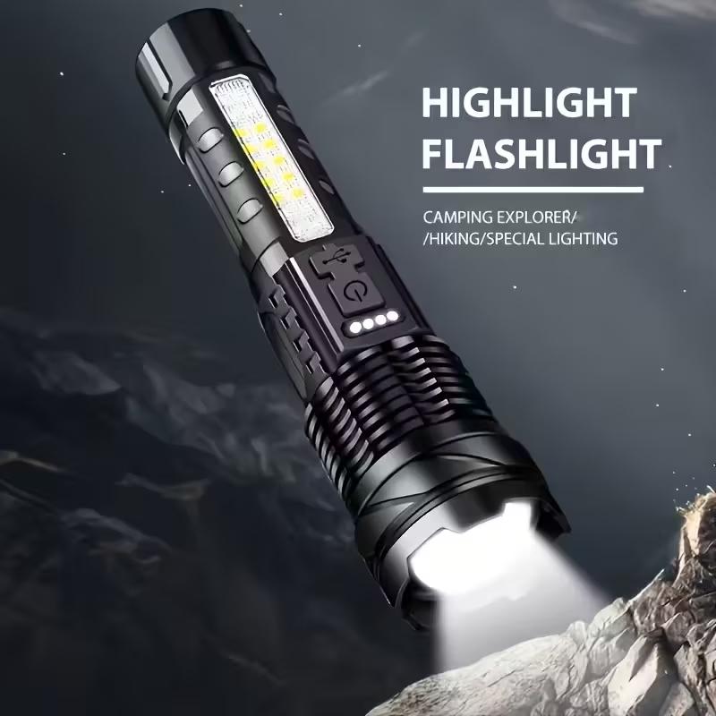 2Pcs High Lumen Rechargeable Flashlight LED Handheld Torch with Battery Display, Bright Tactical Light for Camping Hiking, Portable Outdoor Lamp High Lumens Flashlight