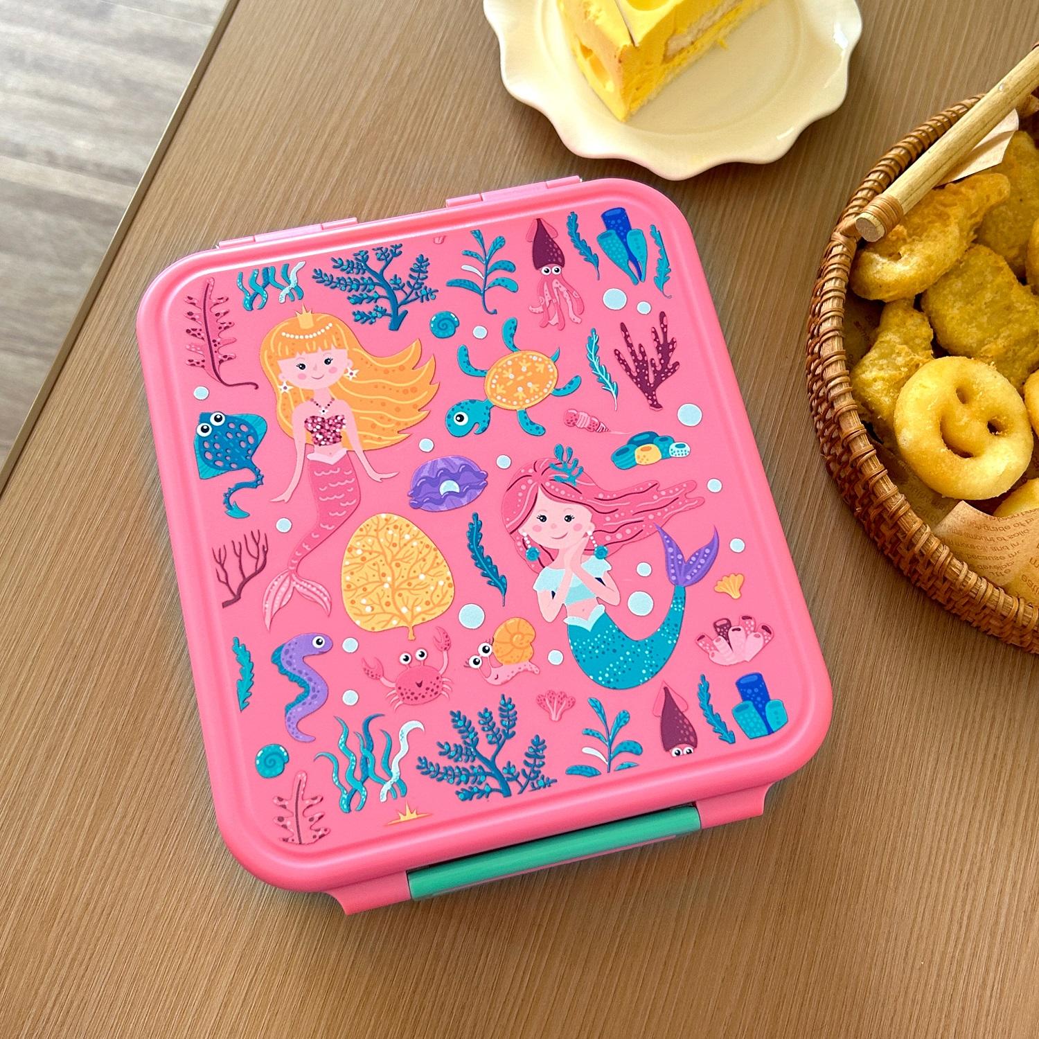 Cute Cartoon Bento Lunch Box with Soup Thermo, Kids Leakproof 4 Compartments, Insulated Food Jar for School Travel, Leak-Proof Bento Box with Spoon