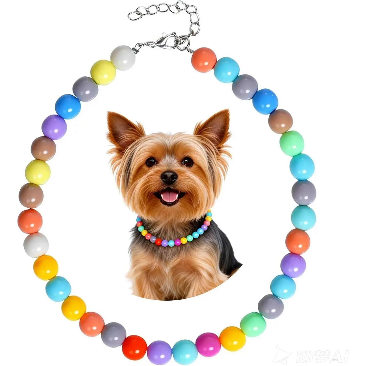 Colorful Beaded Dog Necklace Collar - Adjustable Beaded Dog Collar for Small Dog, Puppies & Cats, Candy-Colored Pet Jewelry for Birthday, Party & Daily Wear Costume Accessories (Neck Girth Approx.13)