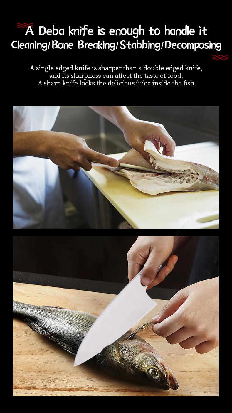 1 pc Japanese Yanagiba Knife Professional Deba Knife 16.5-24CM, 4-6mm Blade Thickness, Multi-purpose Sashimi Knife for Sushi and Fish Preparation