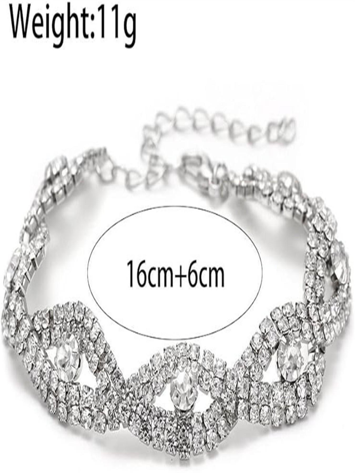 Elegant European Style Wedding Dress Hollow Out Full Rhinestone Bracelet for Women, Bridal Accessory, Perfect for Special Occasions