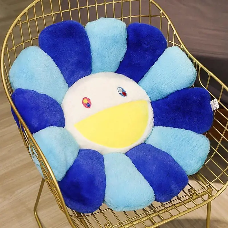 Colorful Sun Flower Plsuh Toy Pillow Cartoon Murakami Long Colorful Sun Flower Cushion Sunflower Flower Floor Mat