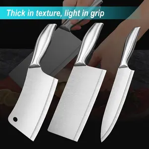 3PCS Kitchen Knife Set Stainless Steel, Chef Knife Set with Cleaver, All Metal Handle, Forged High Carbon Steel Knives for Meat, Vegetables, Cooking#fathersdaygift