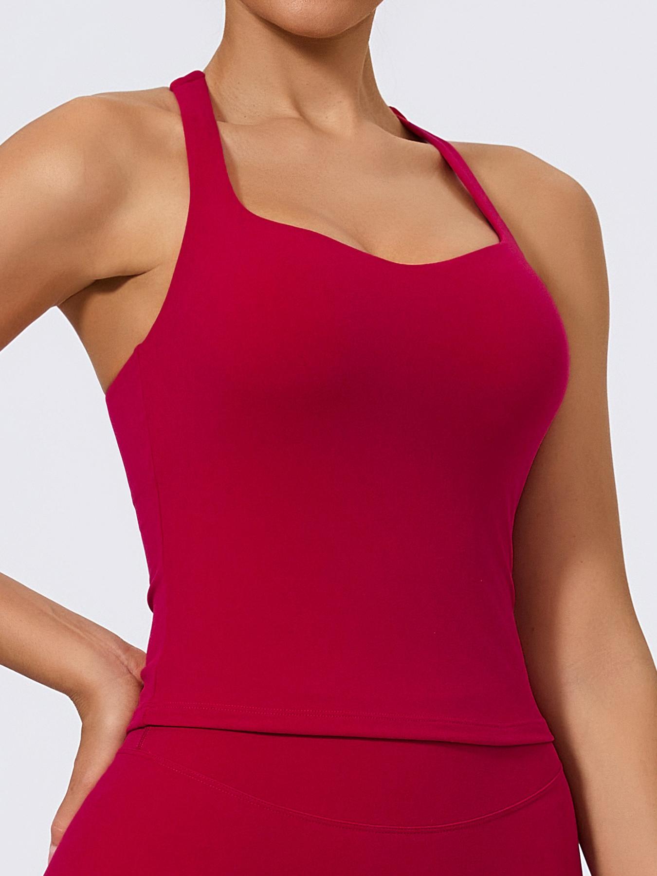 Women's Sleeveless Soft Sports Tank Top with Chest Pads, Slim-Fitting Yoga Shirt for Flexible Movement, Ideal for Outdoor Jogging and Gym Workouts, Sleeveless Gym Tops