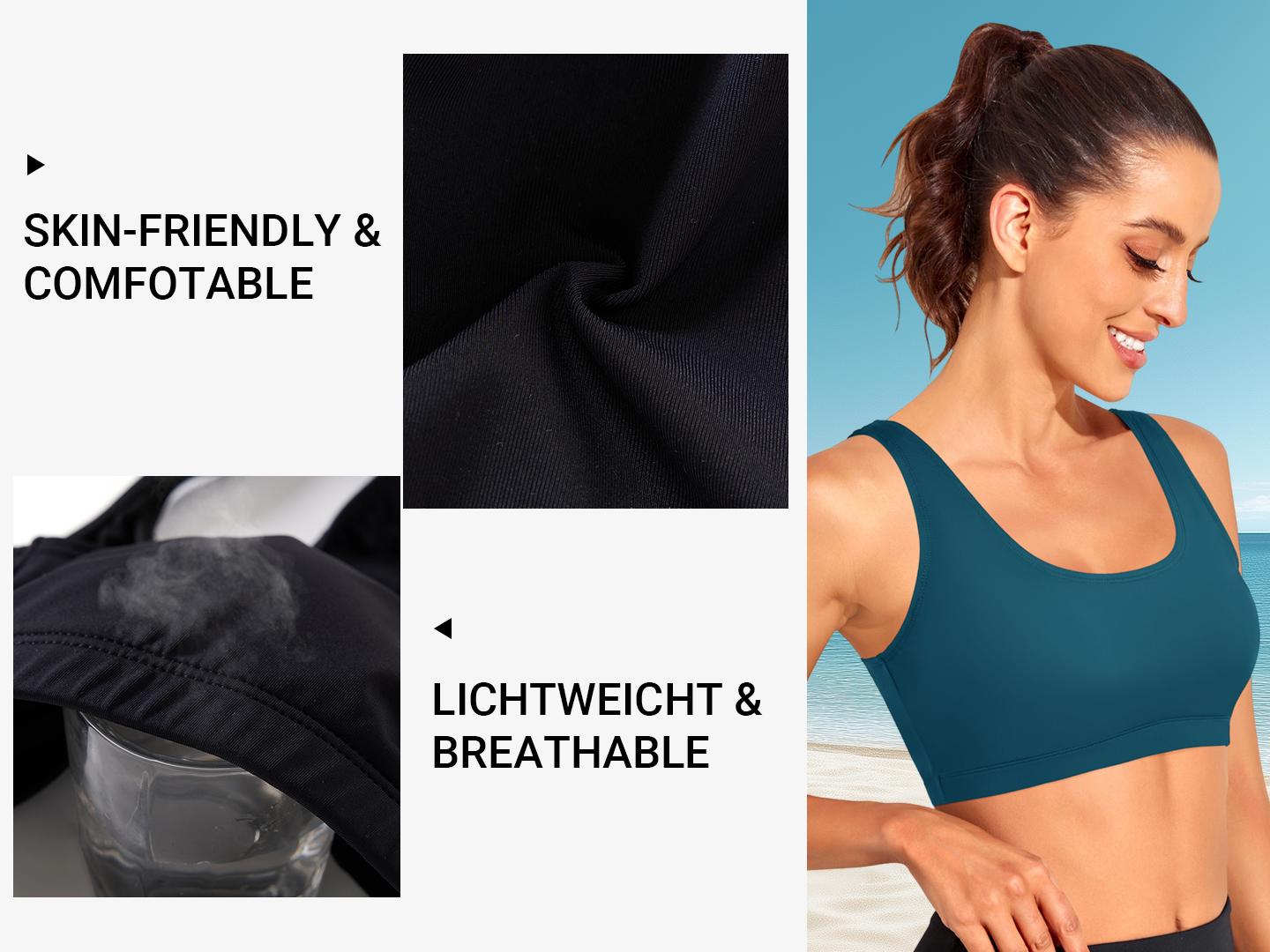 Tempt Me Women Sports Bra Bikini Top Push Up Scoop Neck Bathing Suits Top for Teen Girls