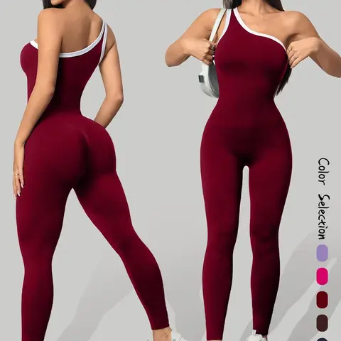 Seamless Knitted Women's Sporty Jumpsuit, Casual Tight-Fitting Sexy Peach Hip Yoga Jumpsuit, Comfortable and Stylish Workout Jumpsuits