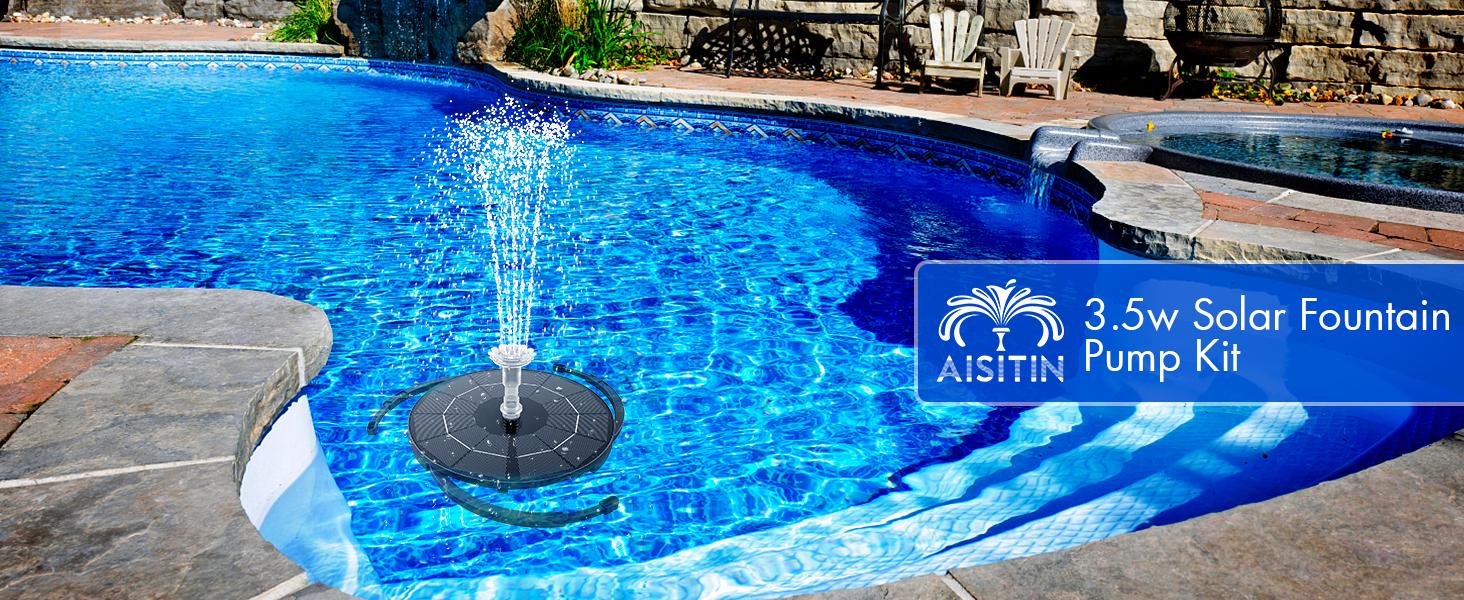 AISITIN 3.5W Solar Fountain Pump for Water Feature Outdoor DIY Solar Bird Bath Fountain with Multiple Nozzles, Solar Powered Water Fountain for Garden
