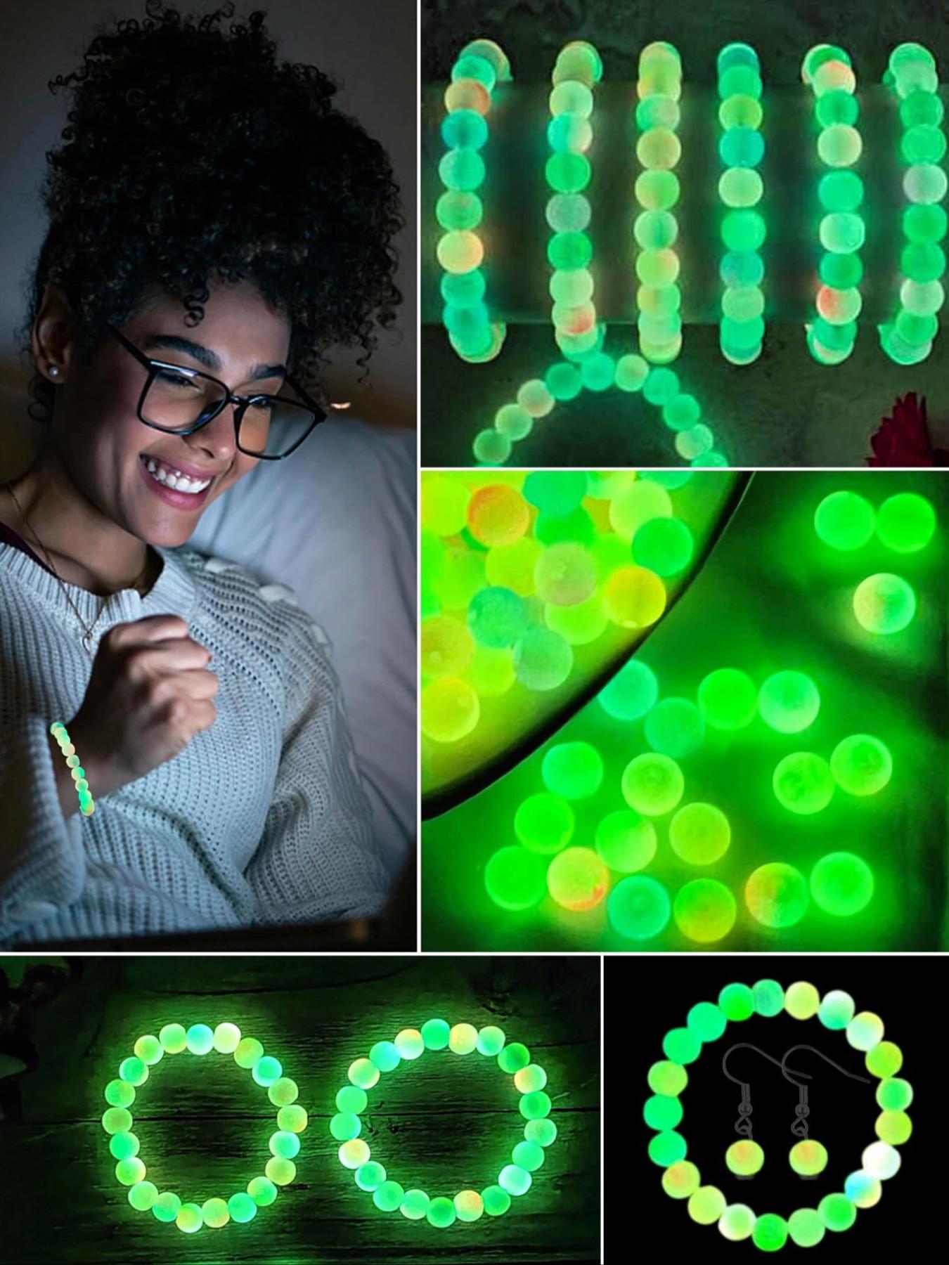 700pcs Glow-In-The-Dark Glass Bead Jewelry Kit, Diy Beads, DIY Crafts Necklace & Bracelet Making, Party Decorations, Perfect Gift Idea
