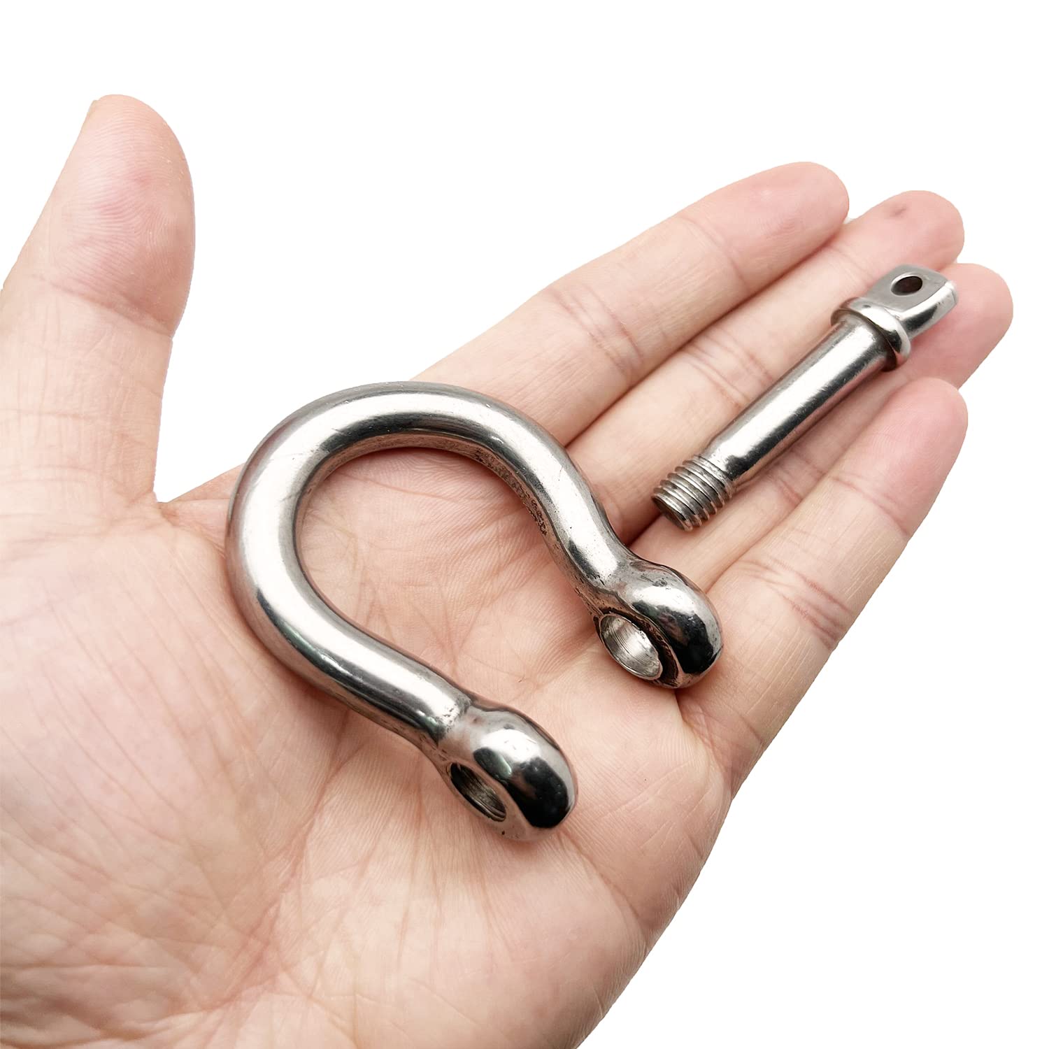 304 Stainless Steel Screw Pin Anchor Shackle, 2-Count 3/8 Inch (10 mm) Abrasion Resistant High Strength Shackle for Outdoor Enthusiasts’ Towing Gear