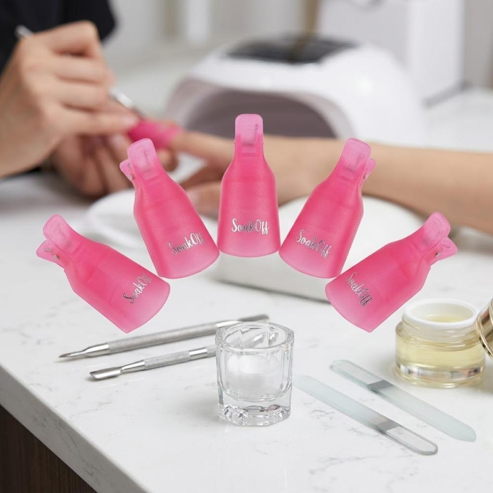 UV Gel Soak Off Tool Kit - Spring Clip Bow Design, 4-Claw Anti-Leak Remover for All Nails. Chemical-Resistant PP, Non-Slip Grip & Splash Guard. Quick 10-Finger Removal, Ideal for Home & Salon. Dust-Proof Packaging, Secure Lock, Fast & Gentle Tool Set.