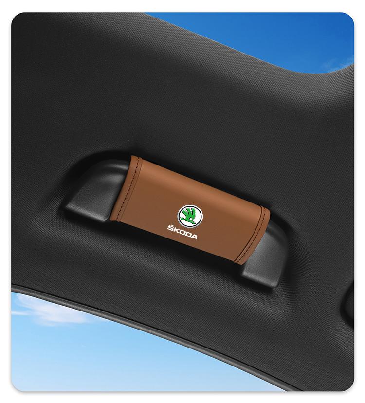 Car Roof Handle Protective Cover Pull Gloves Interior Accessories For Skoda Kylaq Elroq Kodiaq Octavia Enyaq Kamiq Scala Rapid Superb Karoq Fabia Citigo Vision RS Yeti