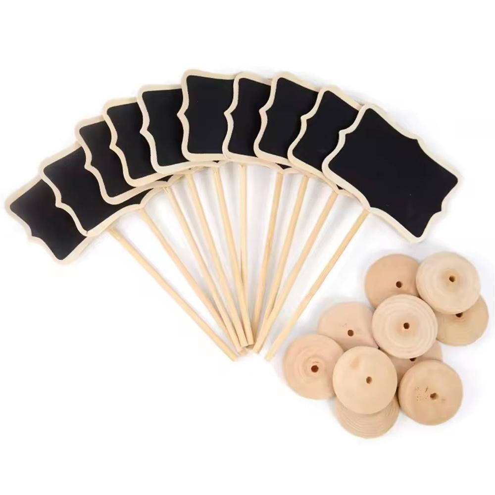Mini Blackboard Signs Set, 10 Small Wooden Labels with Stand, Table Display Markers, Position Cards, Food Tags, Wedding Decorations
