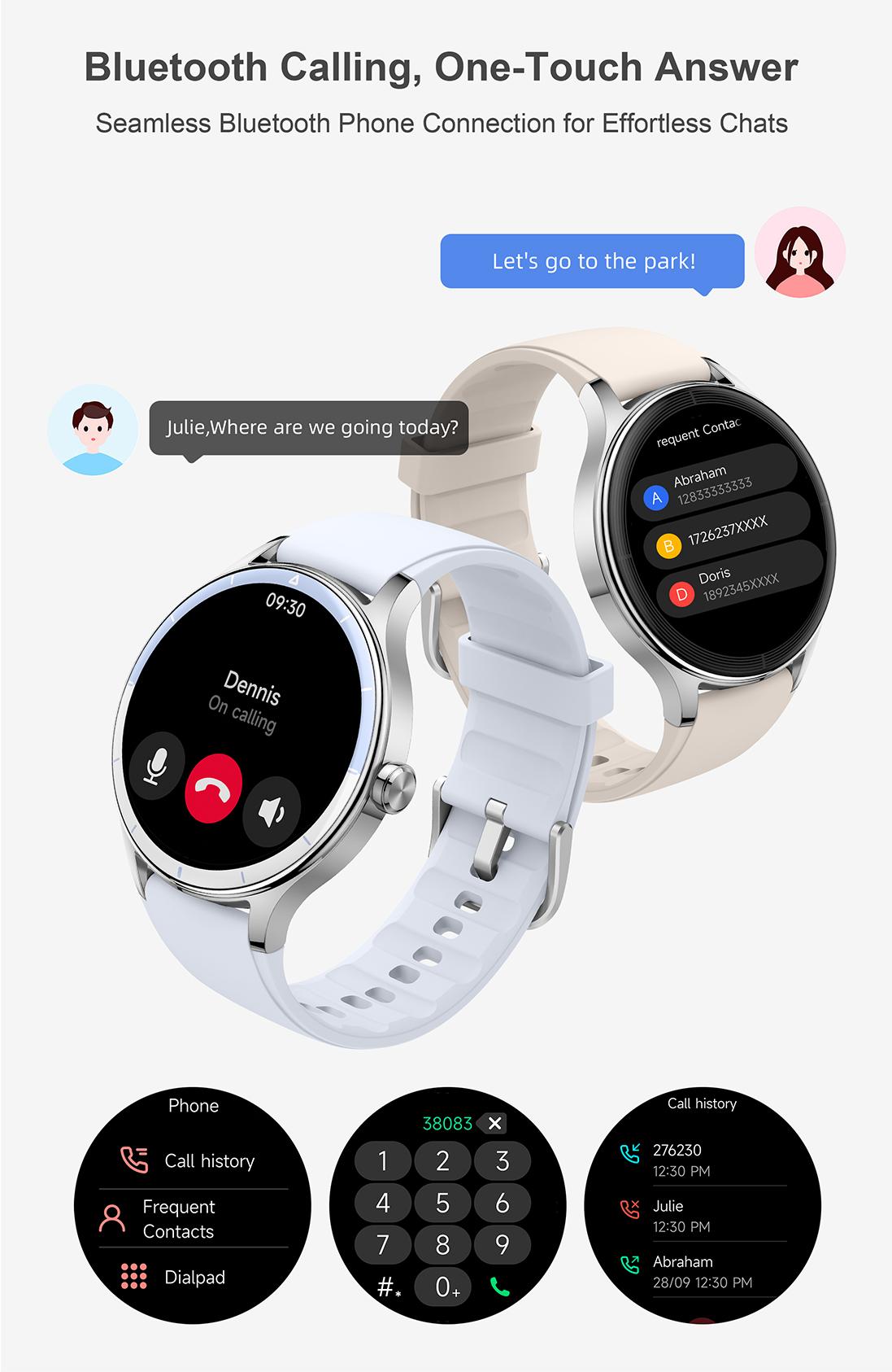 DR06 Stylish Round Smart Watch for Women Slim Versatile Heart Rate Sleep Monitor for Office Commuting Casual Wear