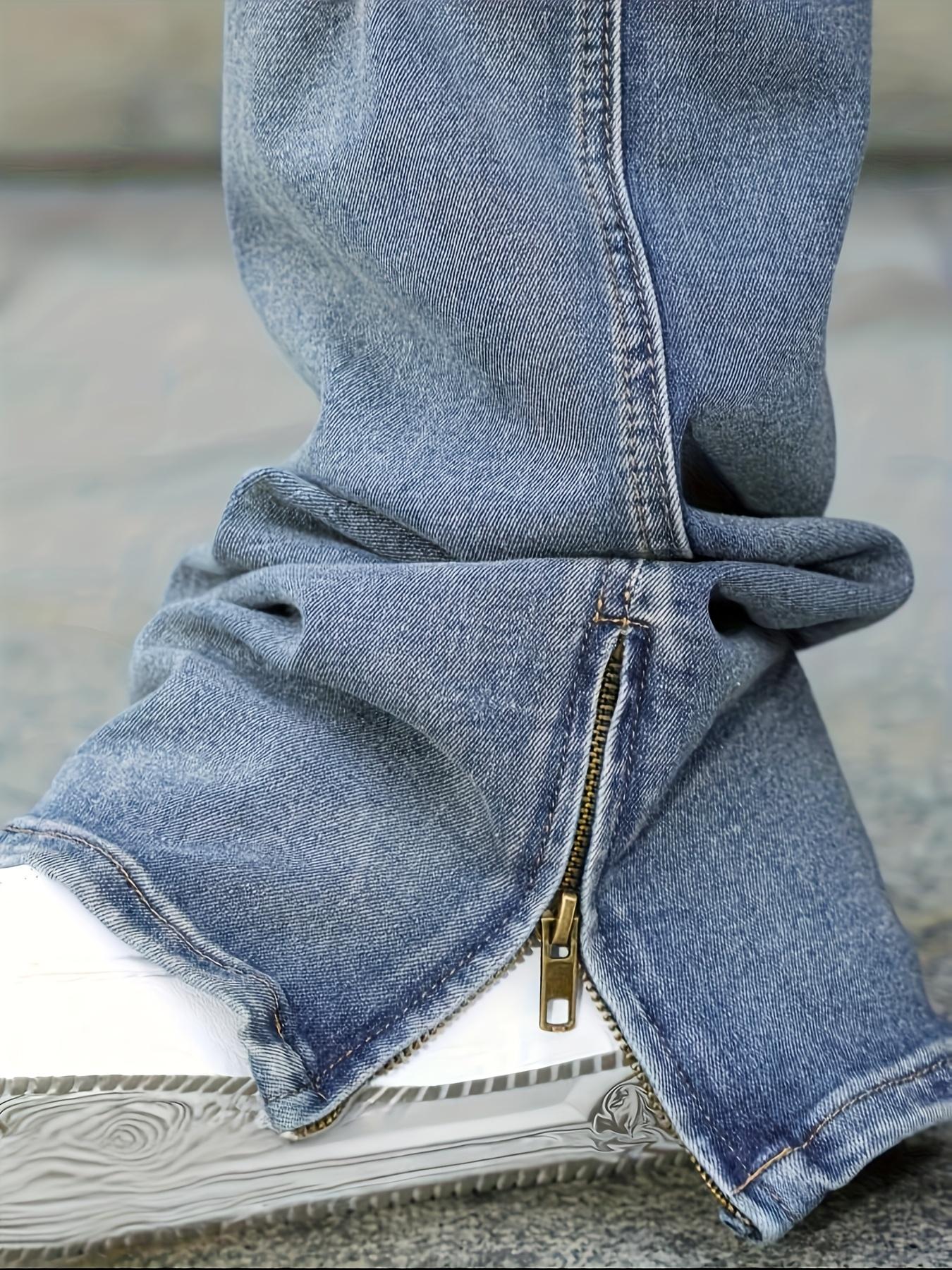 Men's Fashion Denim Jeans, Loose Straight Casual Pants with Slight Flare Design, American Retro Vintage Style, Modern Trendy Look