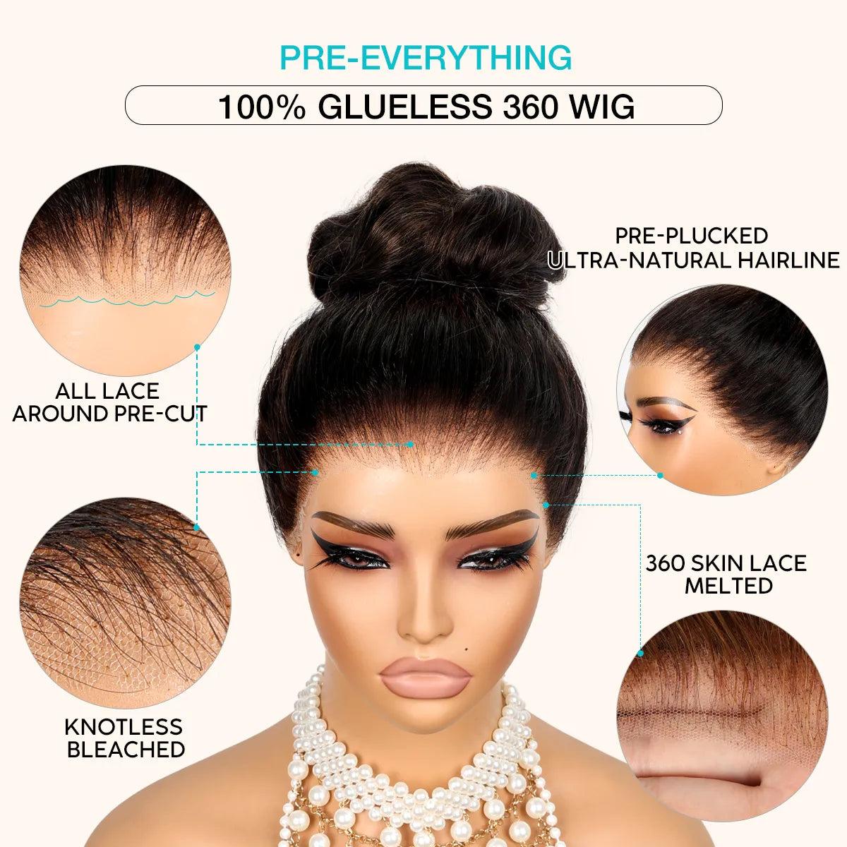 Ashimary Invisi-Strap Snug Fit 360 Body Wave Transparent Lace Frontal Bleached Knots Pre-Cut Lace Glueless Wig SpringStatements
