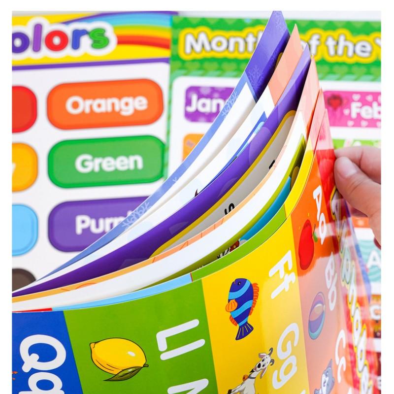8 Pcs Toddler English Silent Alphabet Number Cognitive Enlightenment Children Early Education Poster Wall Art