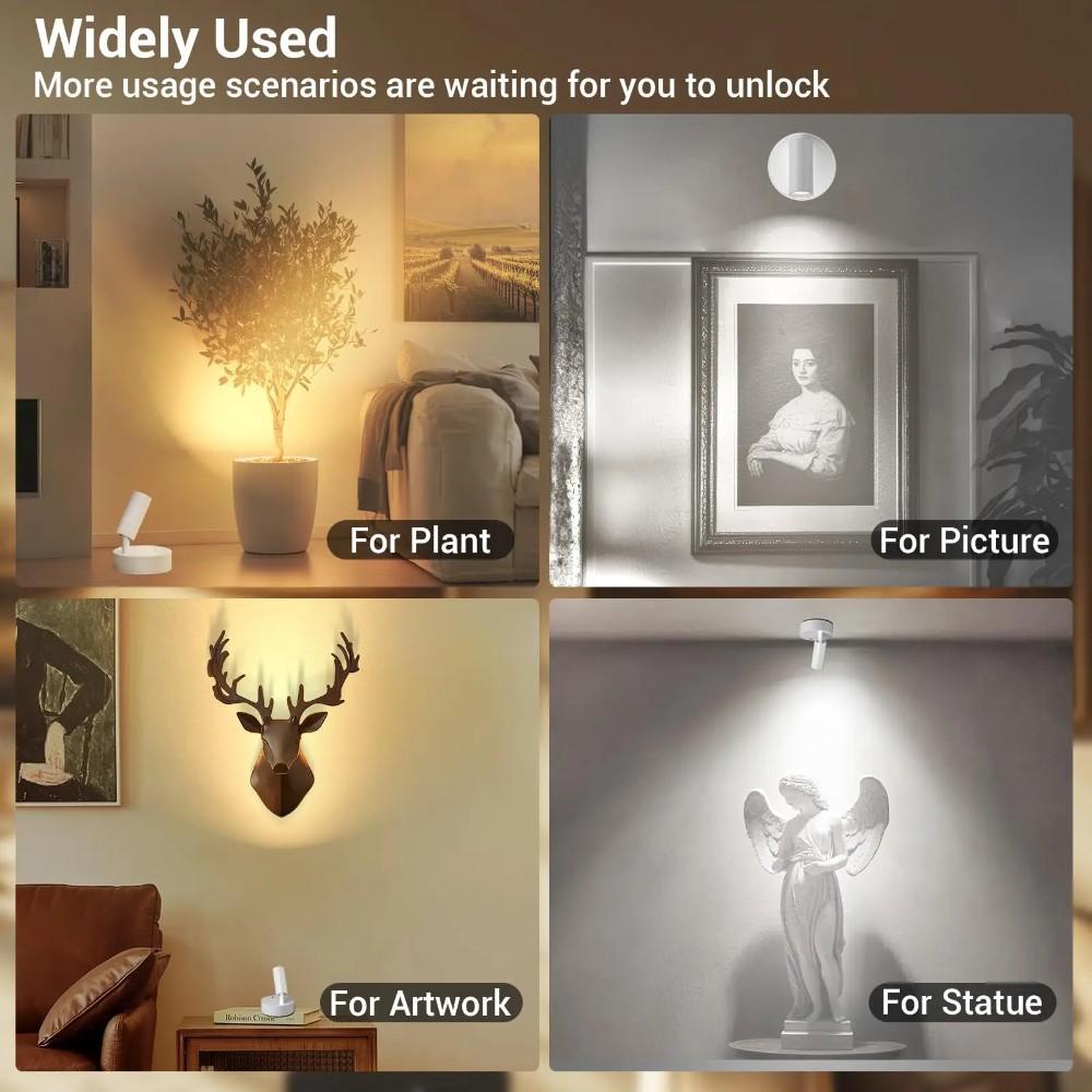 2pcs Wireless USB Rechargeable Wall Light, Magnetic Mount Night Lamp, Touch Control Dimmable Bedside Aisle Reading Light, No Drilling Required Cabinet Lamp, Indoor Lighting