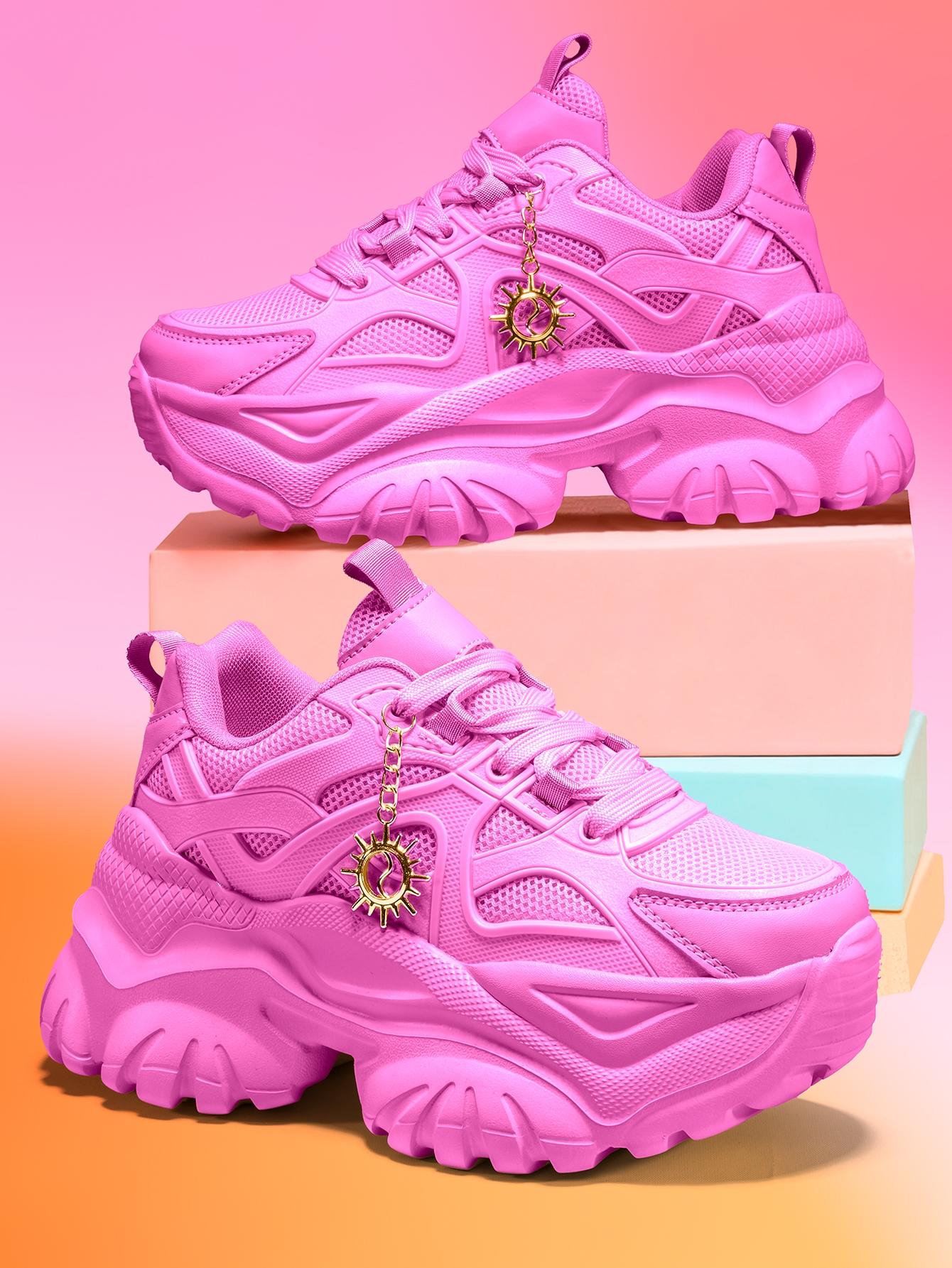 Women’s EVA thick-soled sports shoes with a 7 cm heel, detachable gold sunflower charm, all seasons