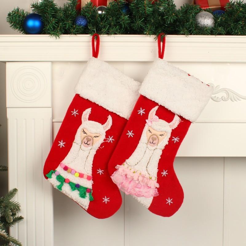Christmas Socks Cute Alpaca Candy Socks, Christmas Decoration, Holiday Gift, Festive Ornament, Gift Bag, Holiday Decorations