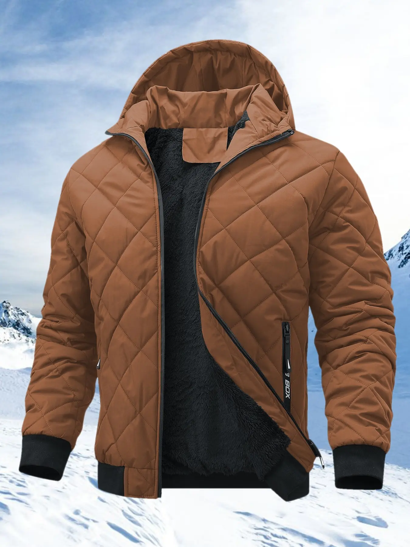 Winter Men's Hooded Jacket, Fleece Lined Thick Warm Commuter Casual Coat, Stylish Outerwear for Cold Weather, Perfect for Daily Wear
