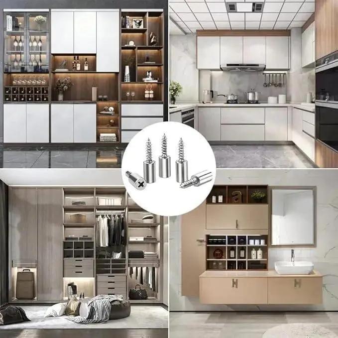 【20 PCS】Bolt Kit,Self-tapping,Suitable for wooden cabinets, bookshelves, and storage racks - Zinc alloy shelf support nails anchor Mounting Kit drilling self Mount Pegboard Kit Button Head Bolts Stainless Side Steps Kit