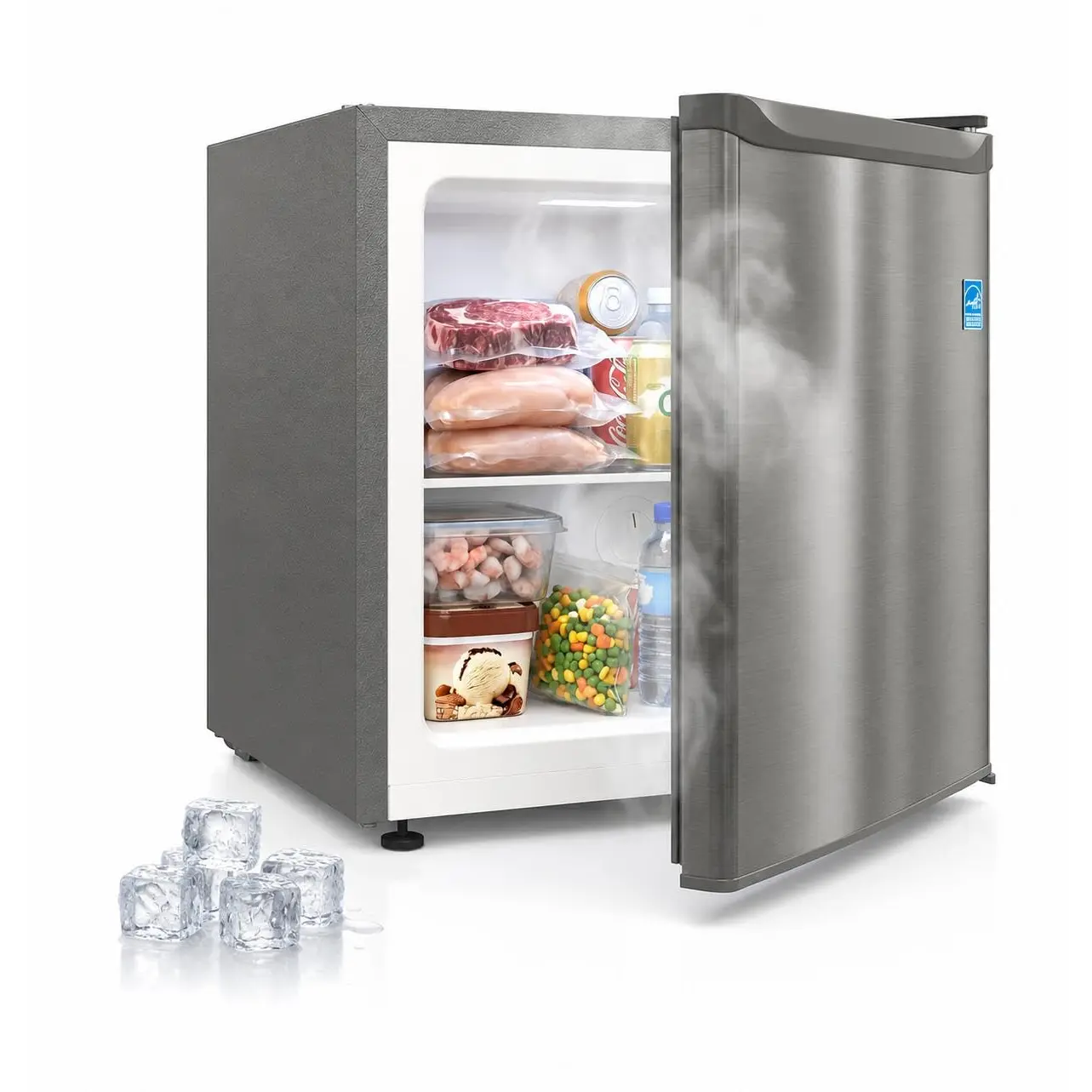 Compact Upright Freezer - Mini Stand-Up Freezer for Dorm/Office/Apartment - Space-Saving Vertical Design - Adjustable Thermostat, Reversible Door