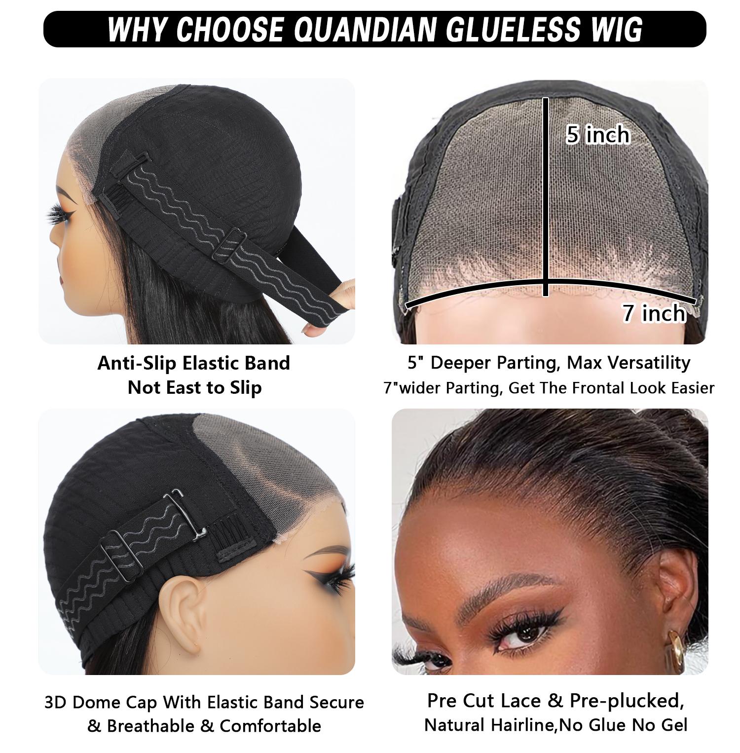 QUANDIAN Pre Cut Lace Ready Go Glueless Wig 7x5 Lace Front Wigs Human Hair Body Wave Wig 200% Density Glueless Wigs Begibber Friendly Springtok QUANDIAN Pre Cut Lace Ready Go Glueless Wig 7x5 Lace Front Wigs Human Hair Body Wave Wig 200% Density Glueless Wigs Begibber Friendly Springtok