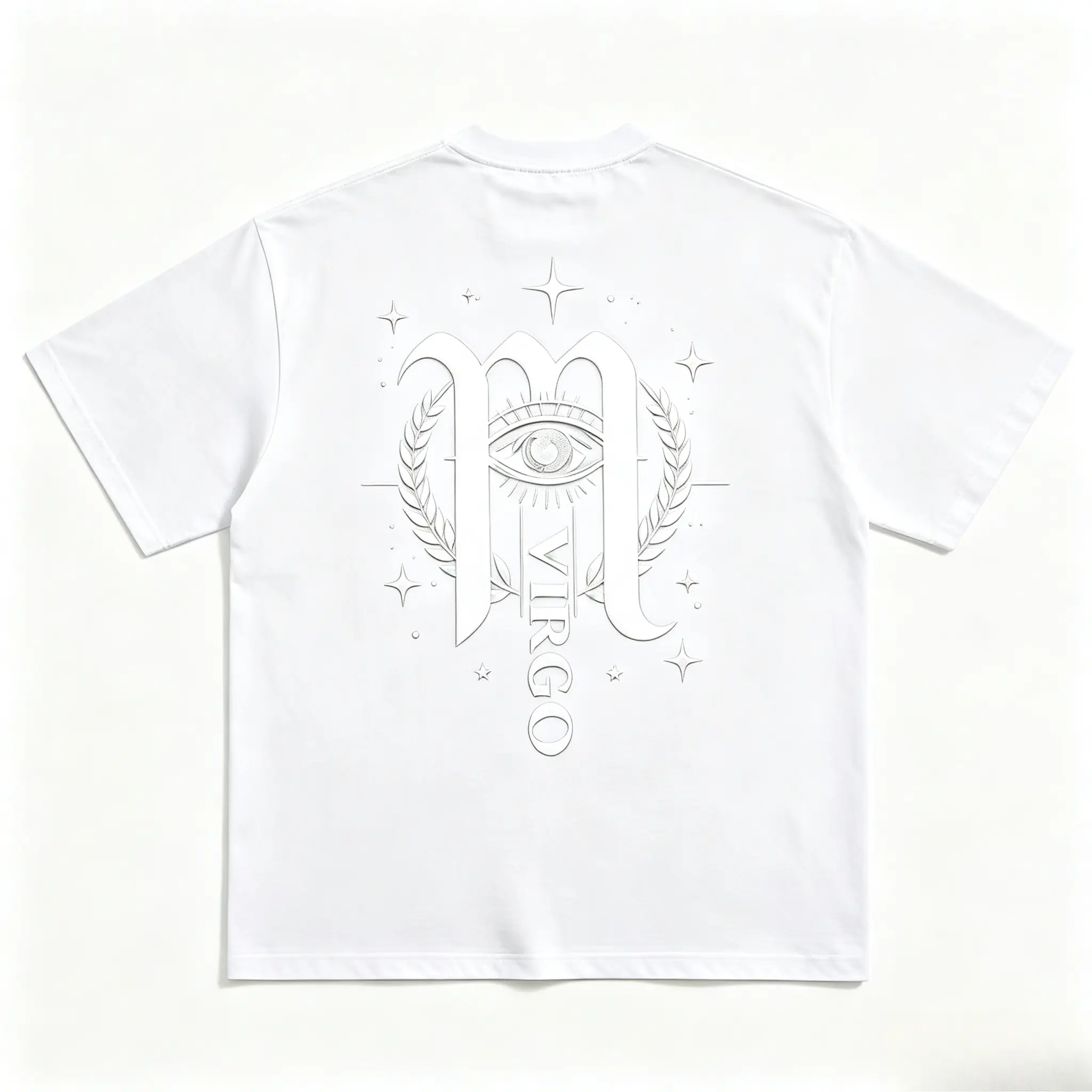 Virgo Zodiac All Seeing Eye Back Print Graphic Oversized Cotton T-Shirt, Fashion Casual Outfit, Cute Valentine's Day Holiday Gift For Him Her Family Friends