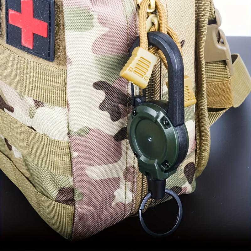 2-Pack Heavy Duty Retractable Keychains - Multi-Function Carabiner with Super Strong Steel Cable, Easy to Use, Unisex Design for Hiking, Camping & Climbing, Keychain Lanyard