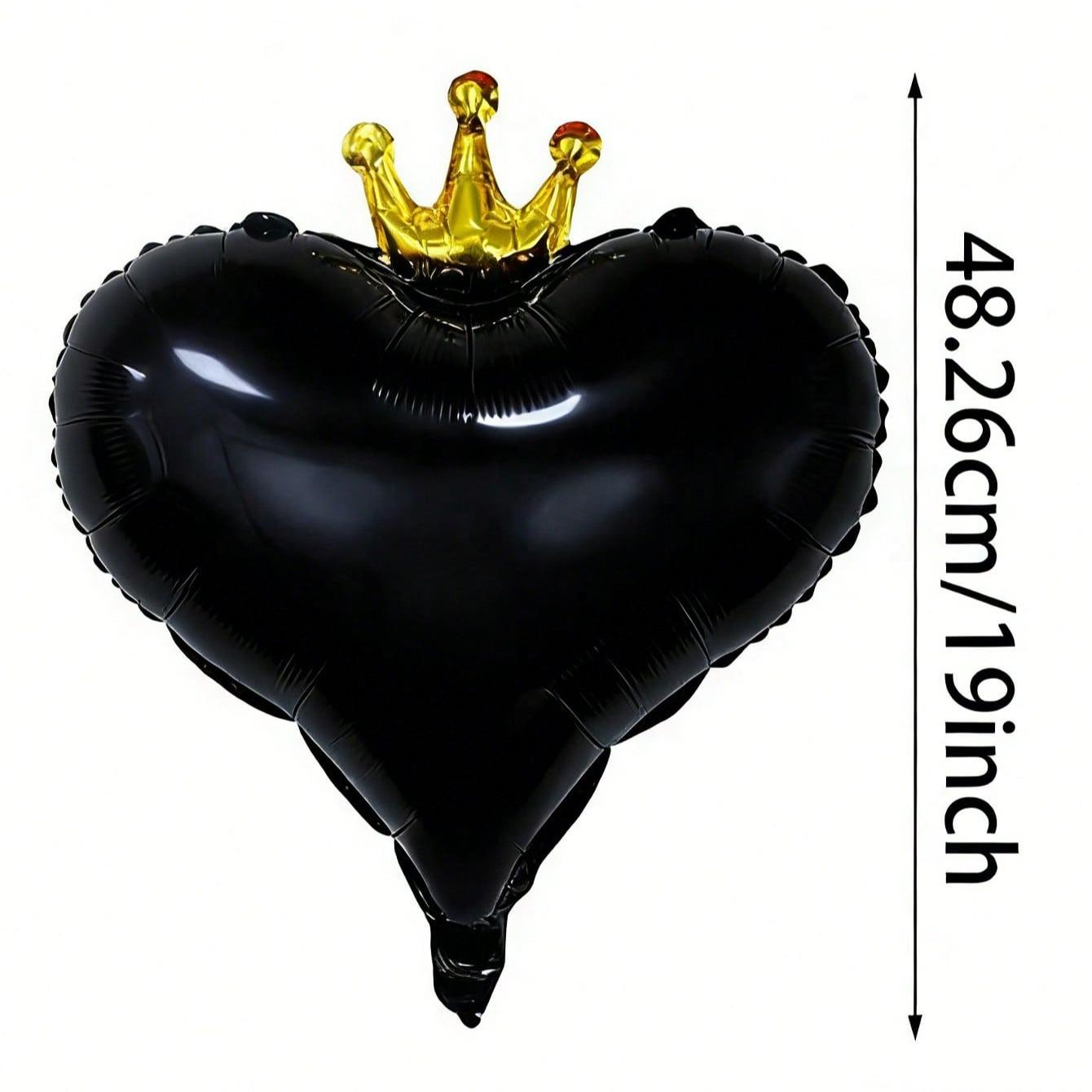10pcs 19-Inch Crown & Heart Shaped Floating Balloons, Perfect for Weddings, Birthdays, Parties, Indoor/outdoor Decorations