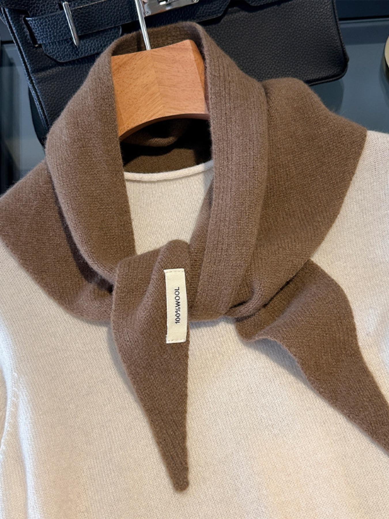 Women's elegant Korean triangular scarf niche 100% wool triangular scarf women's wool hijab knitted scarf multifunctional warm knitted shawl Fluffy Soft Scarf, perfect for Christmas and New Year gifts, Scarf Head Wrap