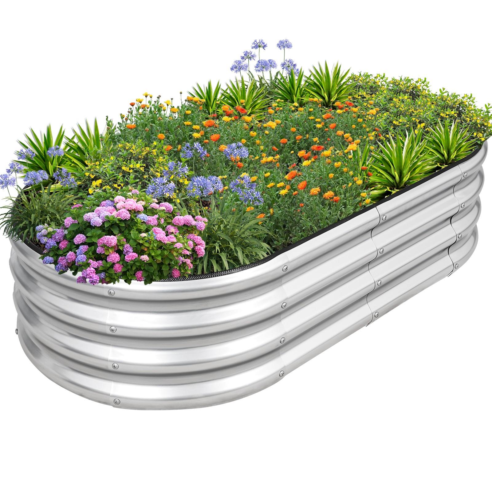 1pc Oval Metal Raised Garden Bed 4x2x1ft Steel Planter Box Kit for Vegetables Flowers Herbs Easy Tool Free Assembly Rust Resistant Deep Root Design