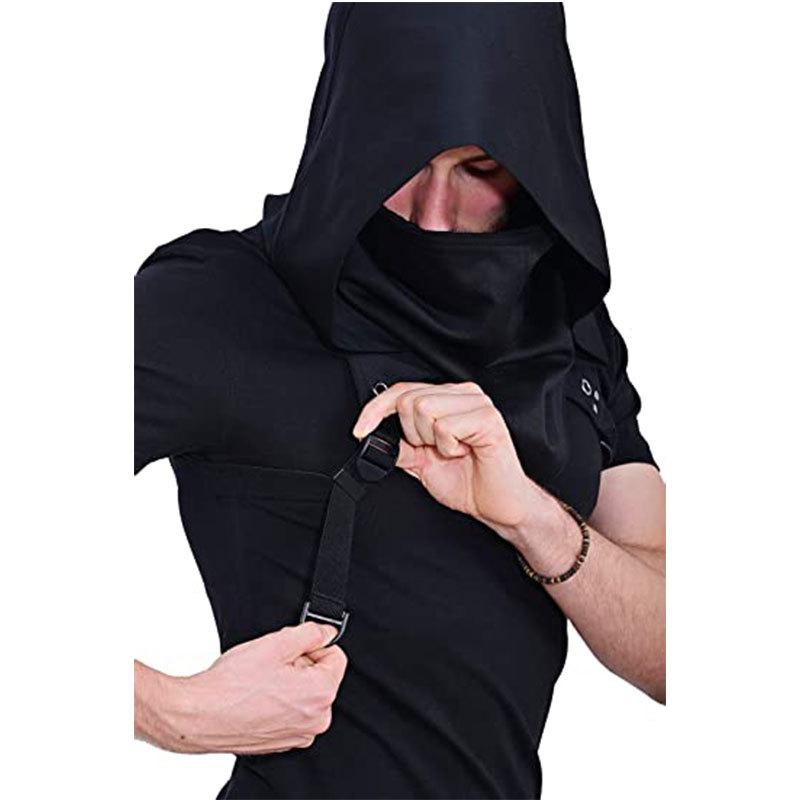 Menswear Cowl Hood Polyester Hooded Cloak Cape - Adult One Size Clothes for Cyberpunk Cosplay, Medieval Warrior Outfit & Daily Wear