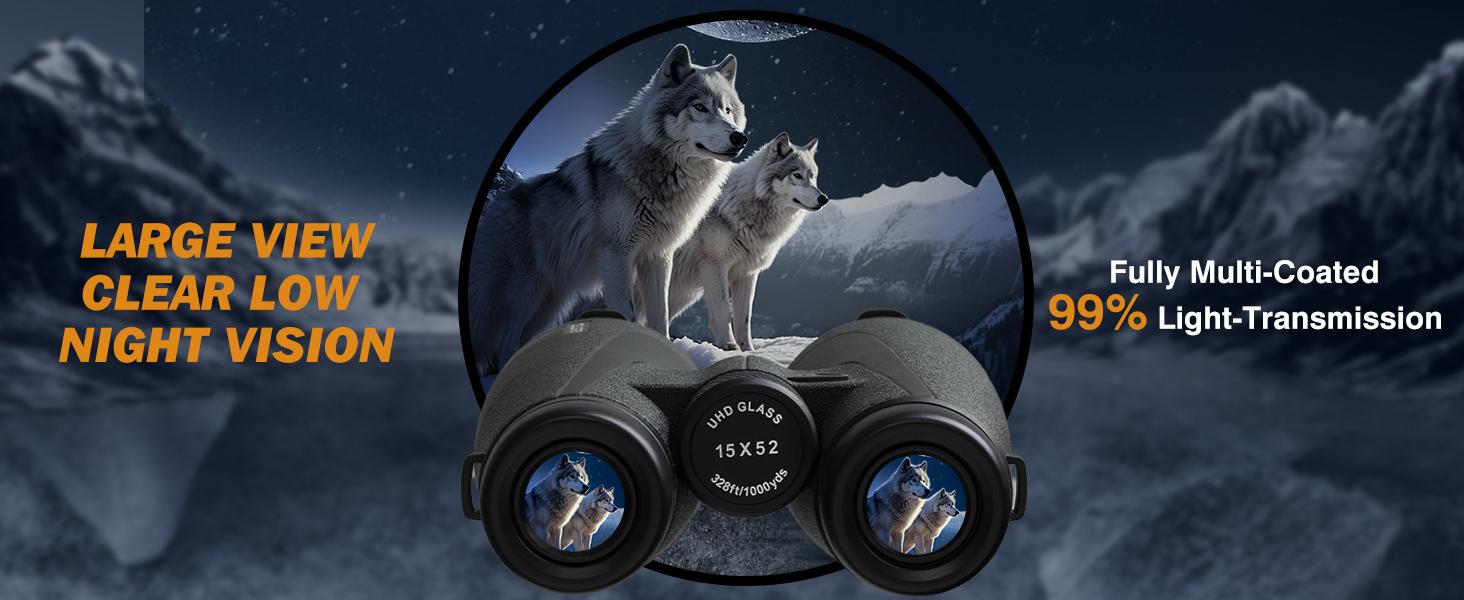 15x52 UHD Binoculars High Magnification for Bird Watching & Distant Details 23mm Large Eyepieces BAK4 Prism for Low Light Nature Lovers Telescopic Hiking Essentials