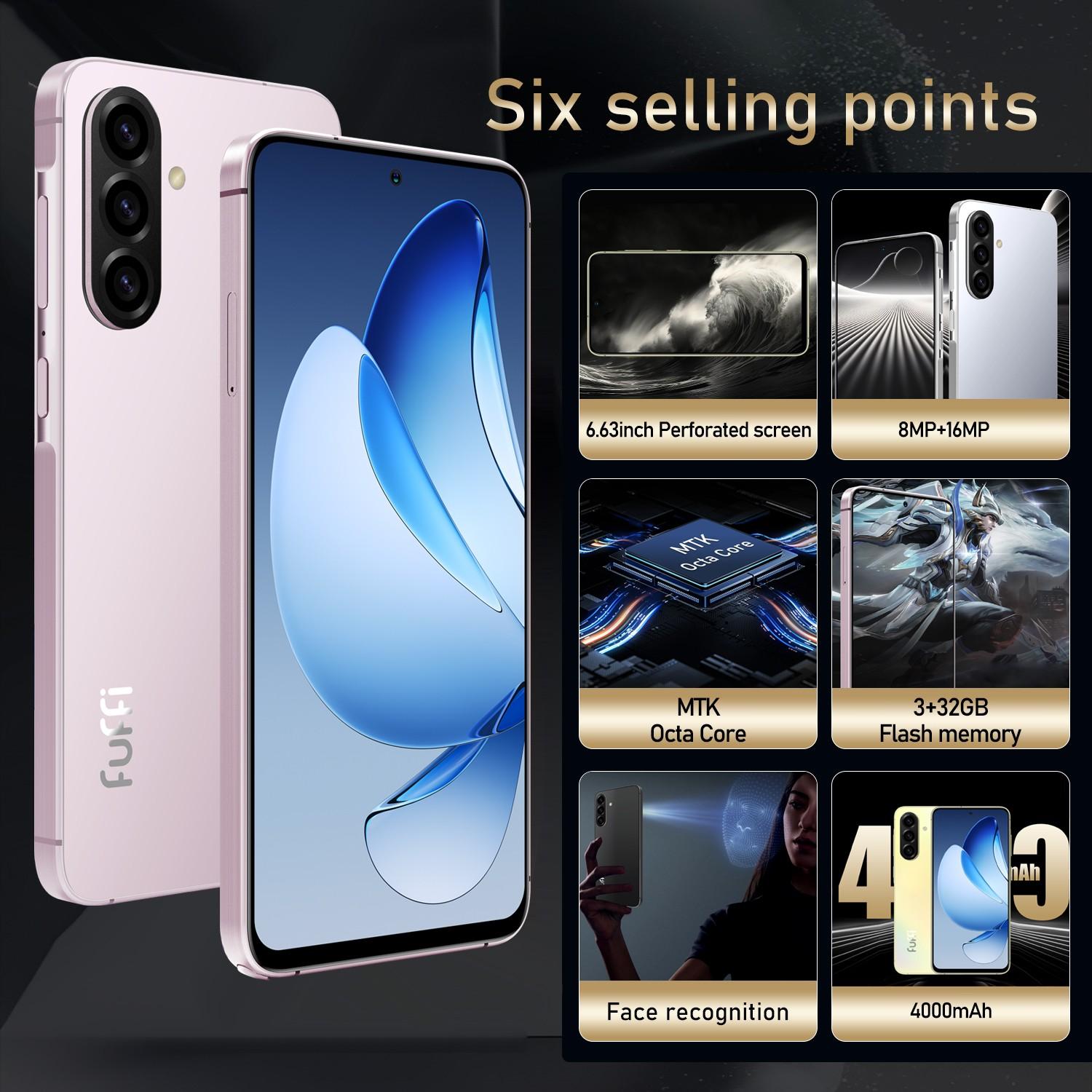 FUFFi-S25 PRO Fashion Pro Mobile Cellphone Smartphone; 6.63-inch screen, 4G unlocked, 3GB RAM + 32GB ROM, 4000mAh battery, 8MP + 16MP high-definition cameras, stylus-enabled, GPS, Android 12 phone