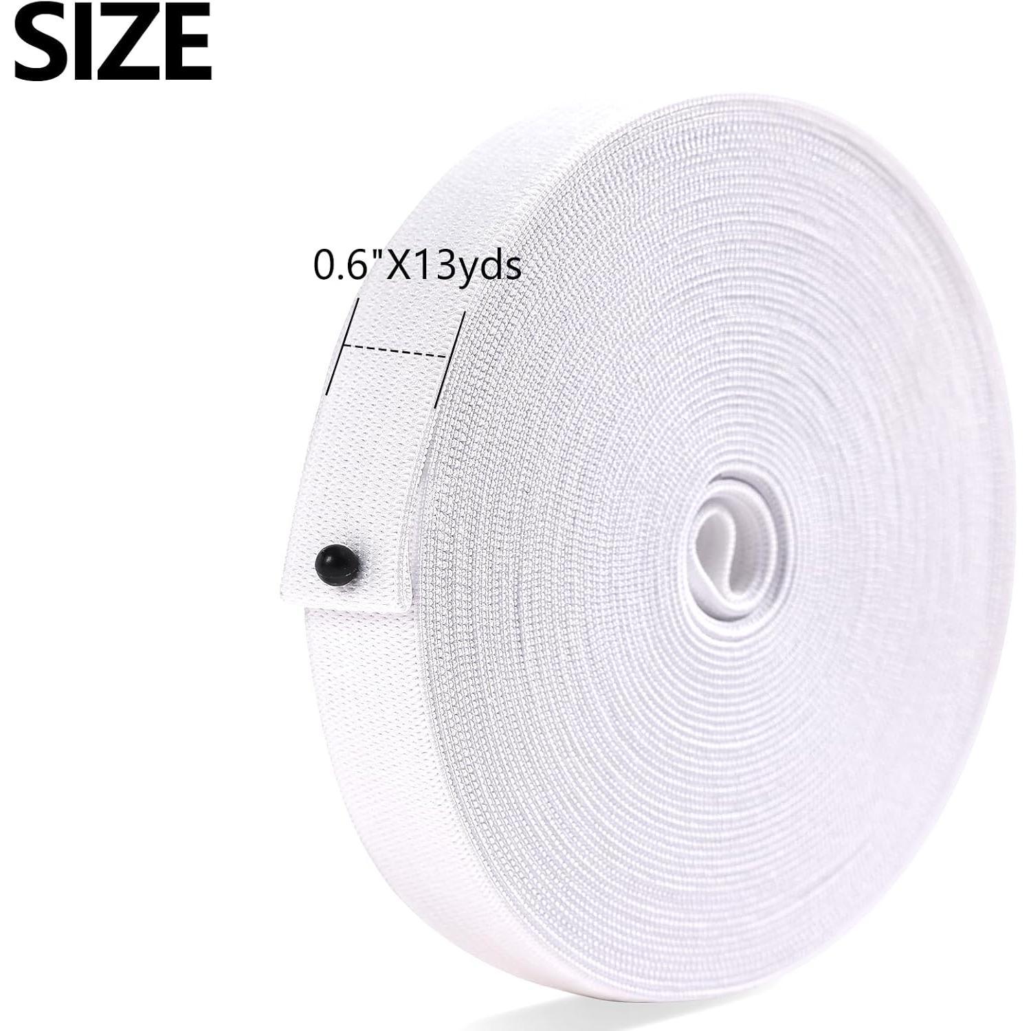 Elastic Band for Sewing, 0.6 Inch 13 Yards, White | Knit Elastic Bands for Sewing Waistband Clothes and Pants , High Elasticity