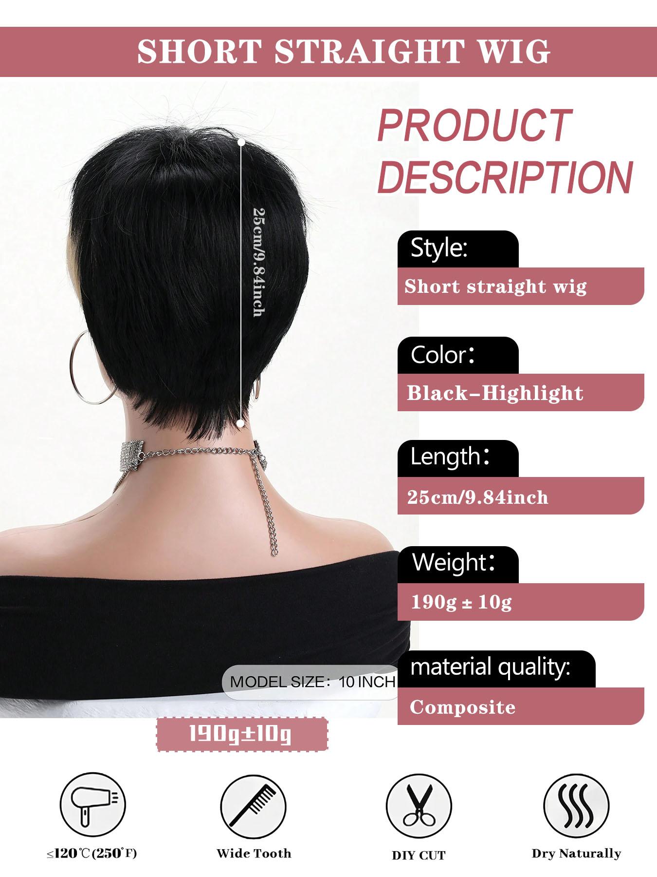 10 Inch Short Wig for Women, Gorgeous Fluffy Wigs with Bangs, Synthetic Fiber Pixie Cut Wig for Daily Party, Festival, Dance, Halloween Costume Parties