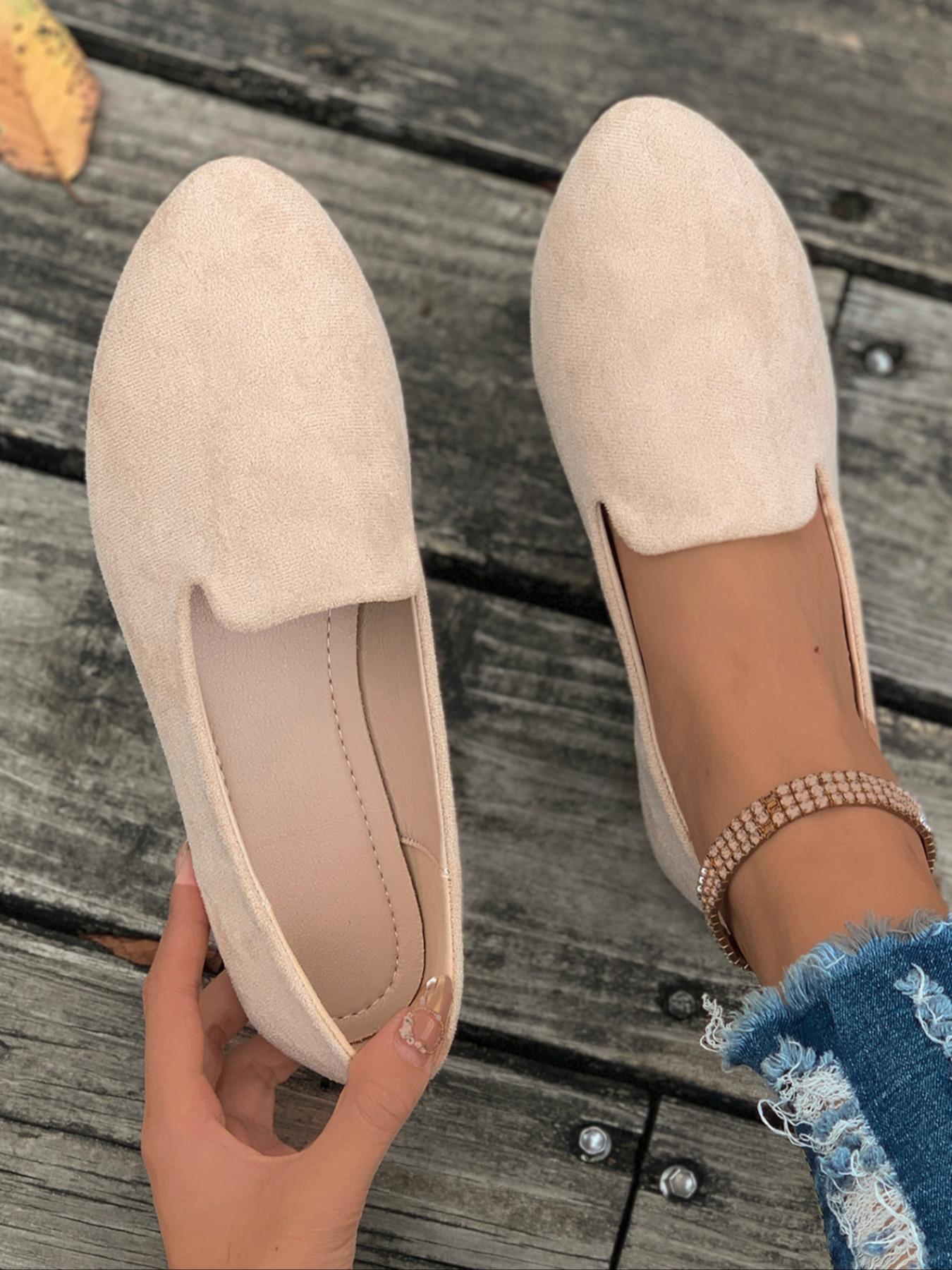 Women's Solid Color Pointed Toe Flats, Soft Rubber Sole Comfortable Slip-On Casual Walking Shoes, Versatile Commuter Shoes for Work and Daily Wear Footwear