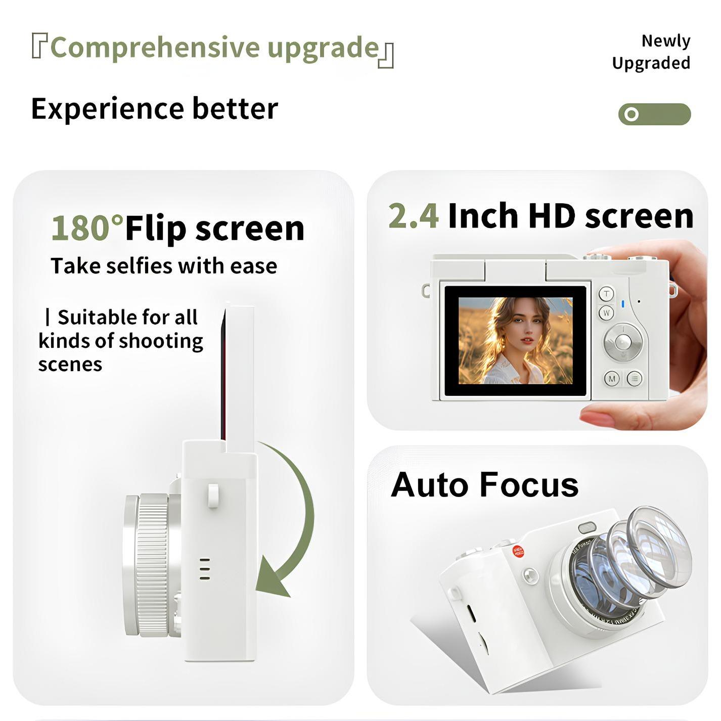 Student Camera, Pocket Camera With Crystal Lanyard, Flip Screen Portable Camera For Teens, Entry-Level Digital Camera With 32Gb Memory Card, Camera With Built-In Filter Function, High Definition Camera, Perfect For Back-To-School Season, Video Recording