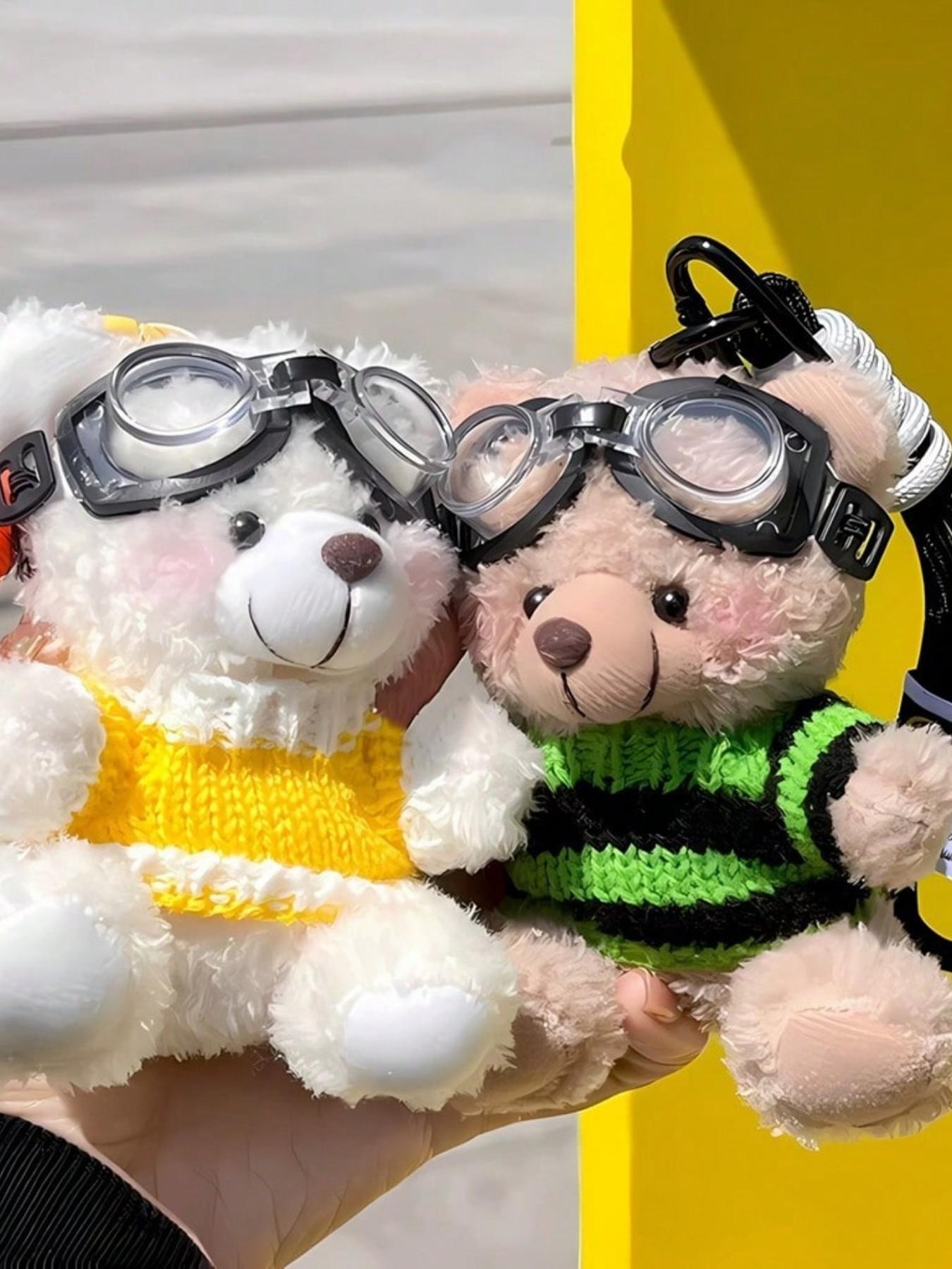 Pilot Bear Keychain Creative Doll, Cute Bear Plush Bag Charm, Sweater Bear Plush Packaging Decoration, Holiday Gift