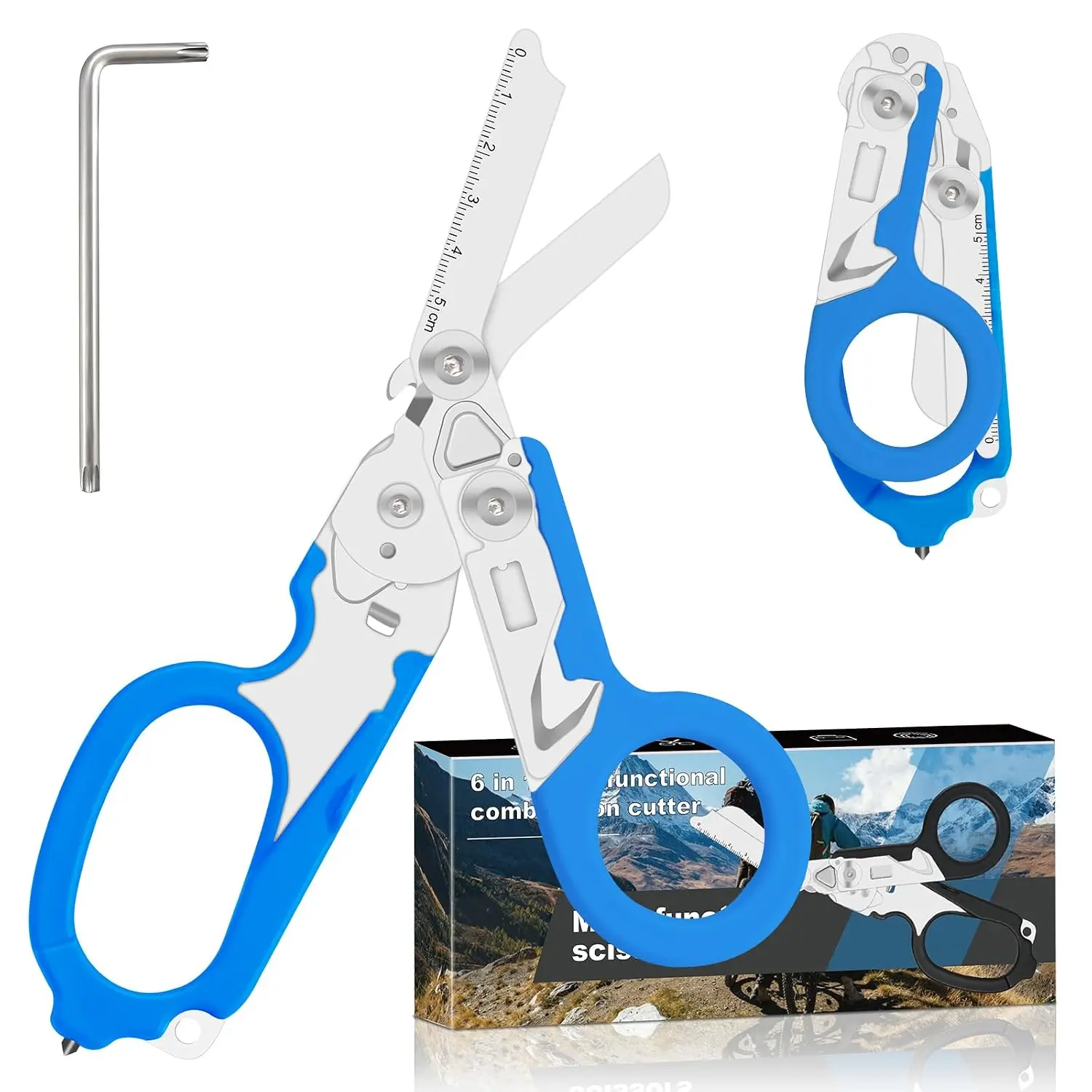 6-in-1 Heavy-Duty Emergency trauma shears (Blue)