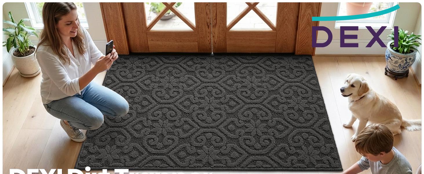 DEXI Non Slip Entryway Rug, 24x36 Indoor Absorbent Machine Washable Dirt Trapper Rug for House, Patio, Machine Washable Rug,back to school,dorm essentials,home decor,home essentials