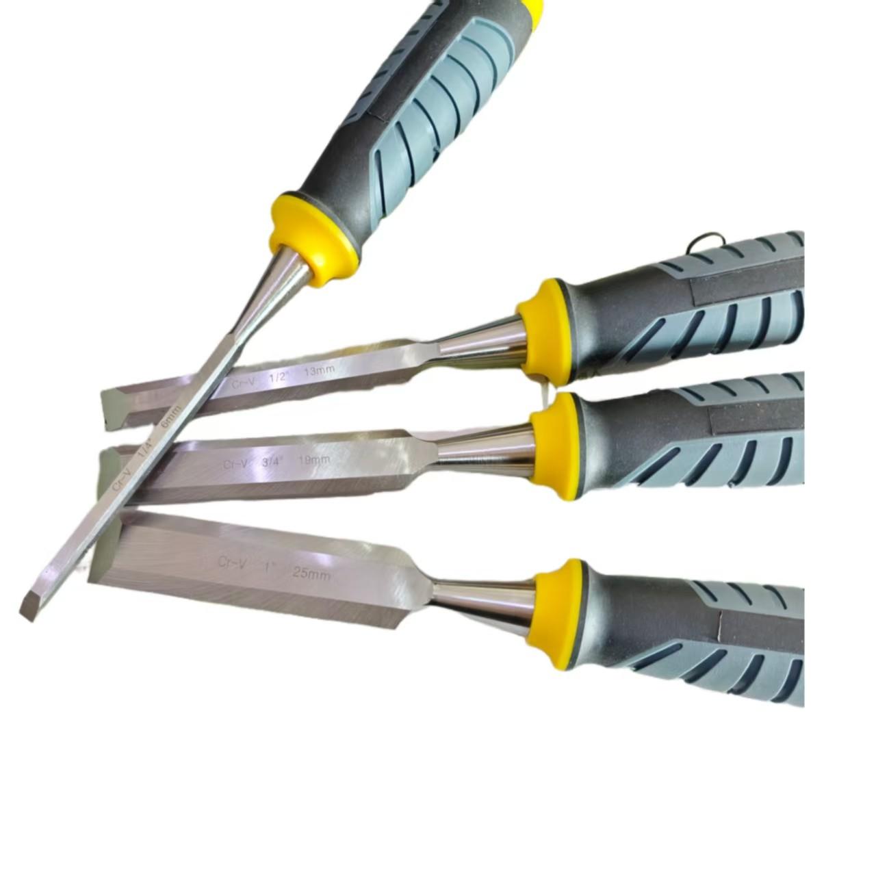 High Precision Woodworking Chisel Set with Sharpening Stone, Multi-Sized Carving Chisels, Dual Color Handles, Anti-Impact Split Handle